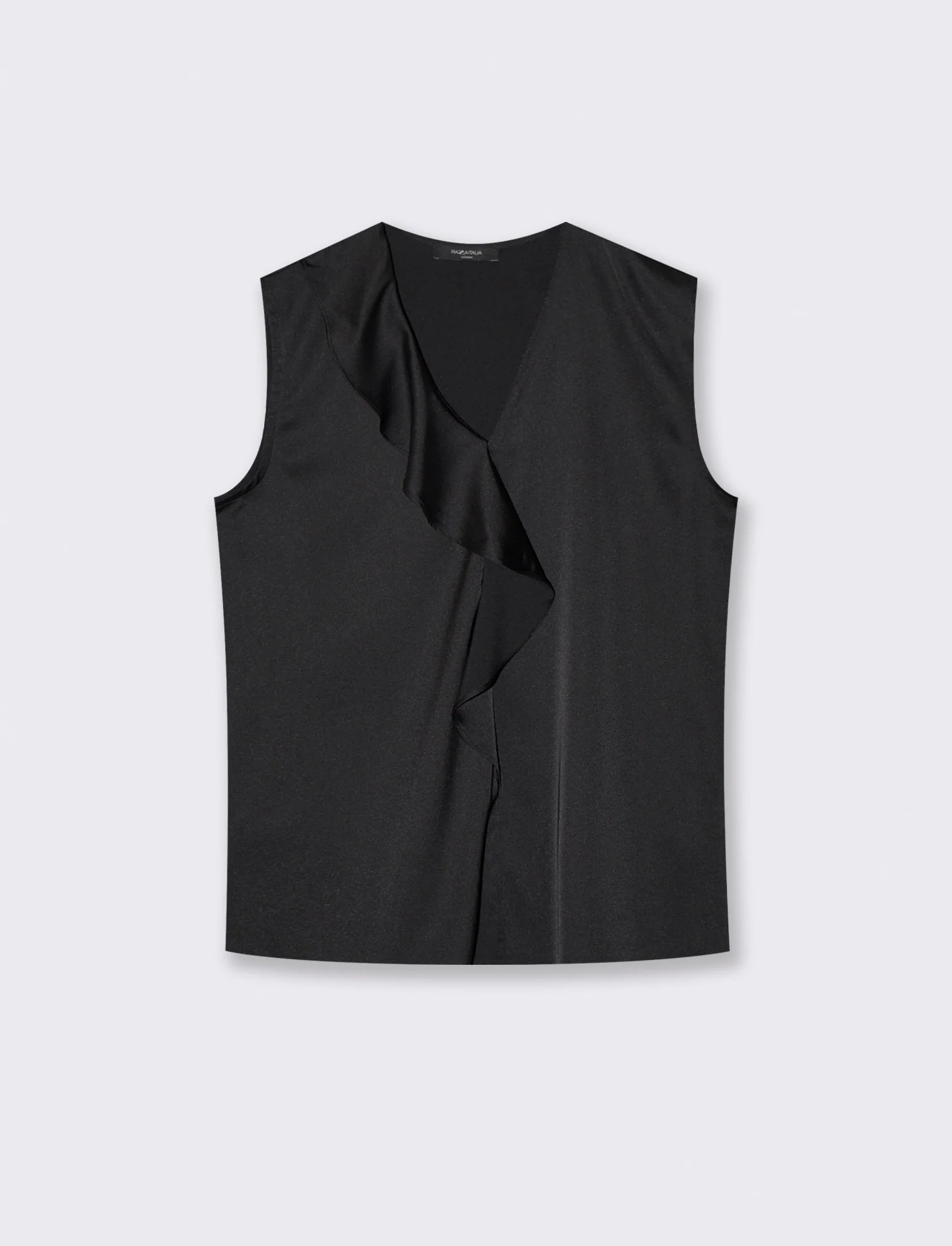 Top con rouches sullo scollo - Nero
