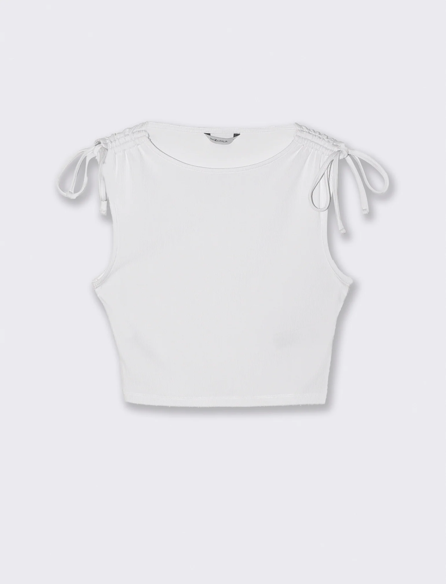 Top con scollo a barca e coulisse - Bianco - Image 2
