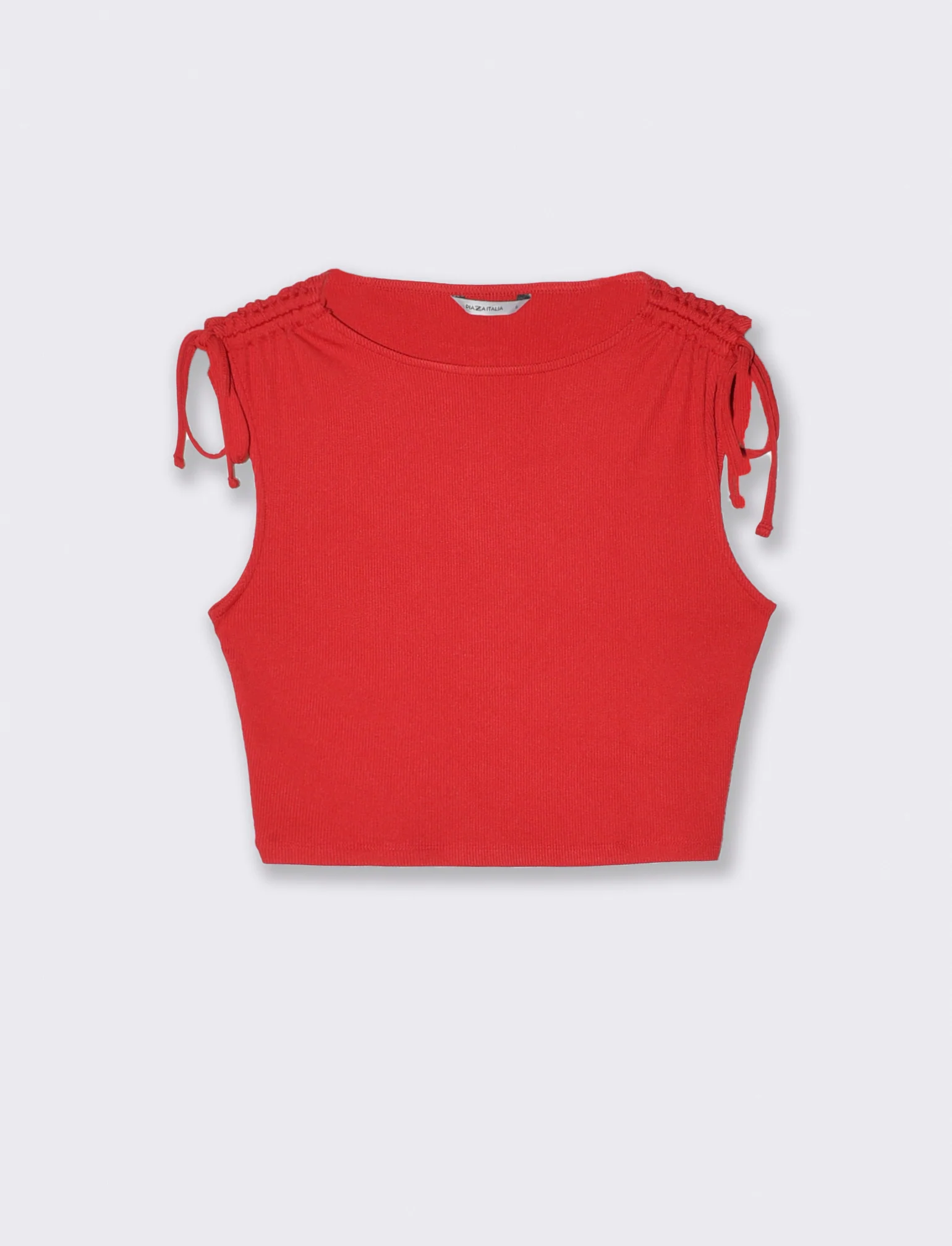 Top con scollo a barca e coulisse - Rosso