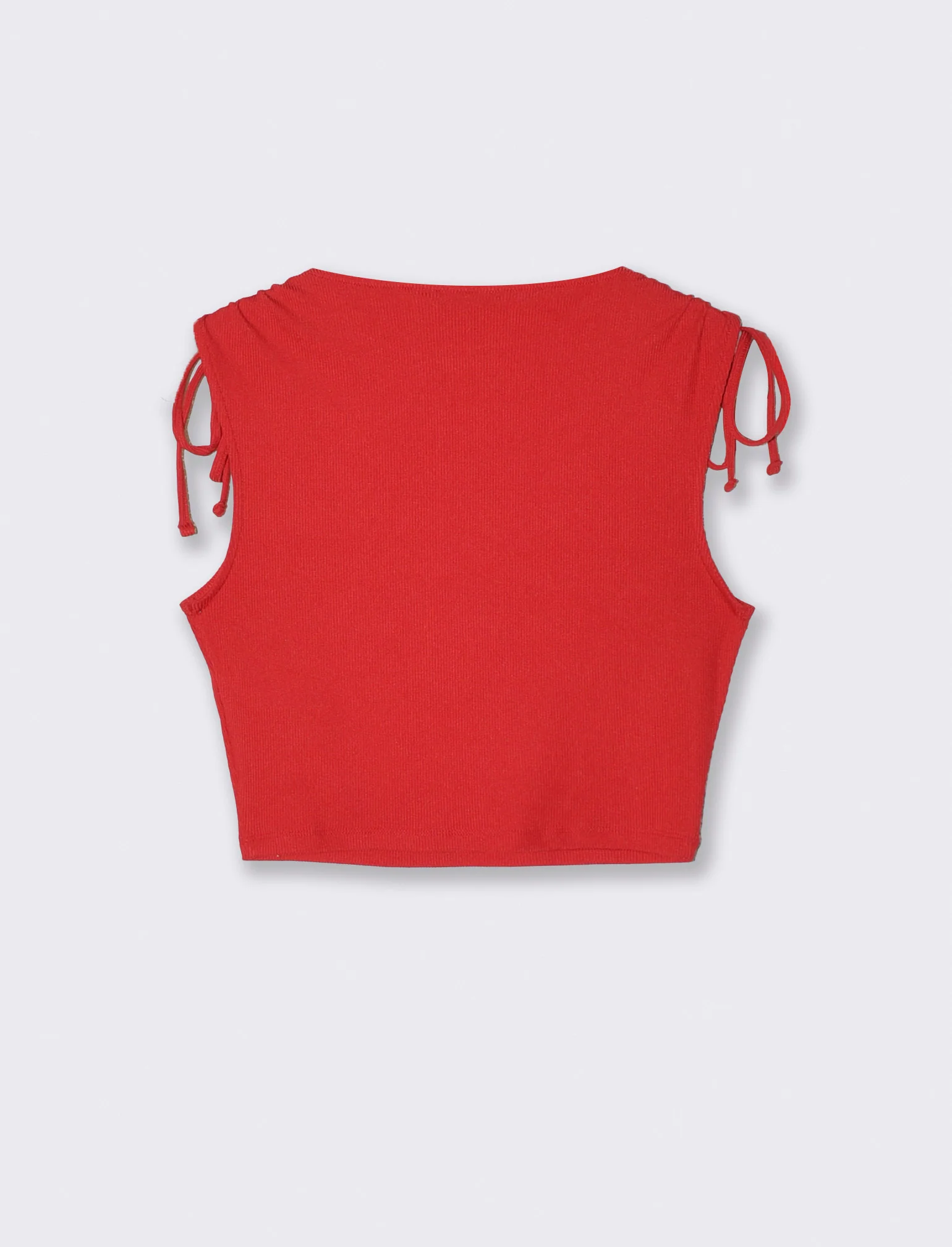 Top con scollo a barca e coulisse - Rosso - Image 2