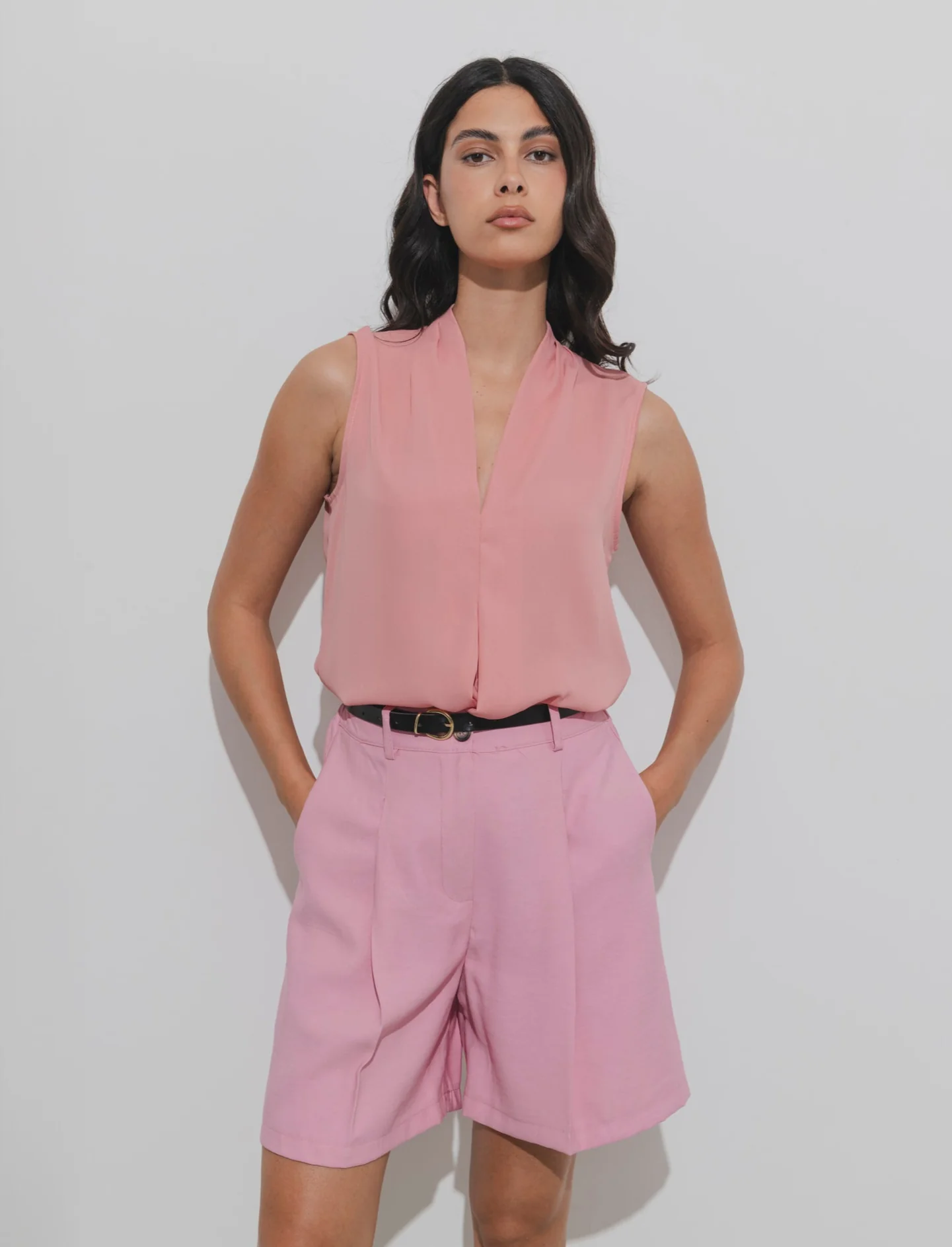 Top con scollo a V - Rosa - Image 3