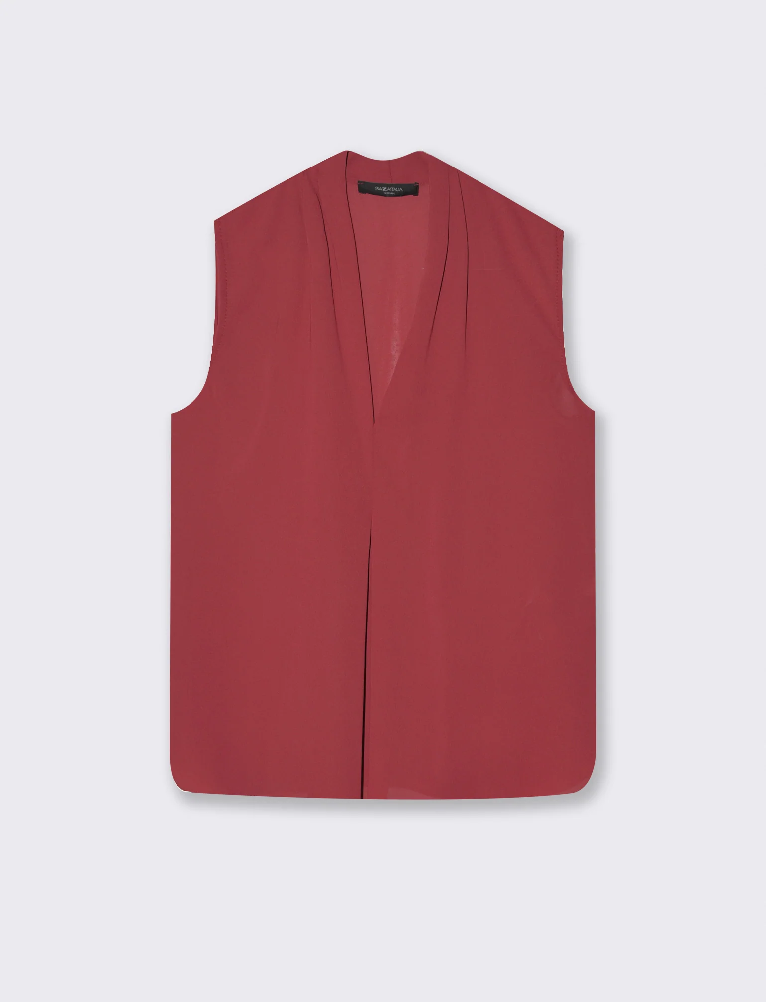 Top con scollo a V - Rosso india - Image 4