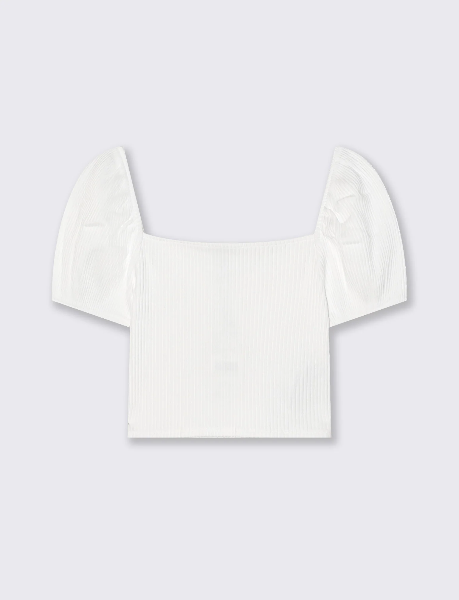 Top con scollo quadrato e maniche a palloncino - Bianco