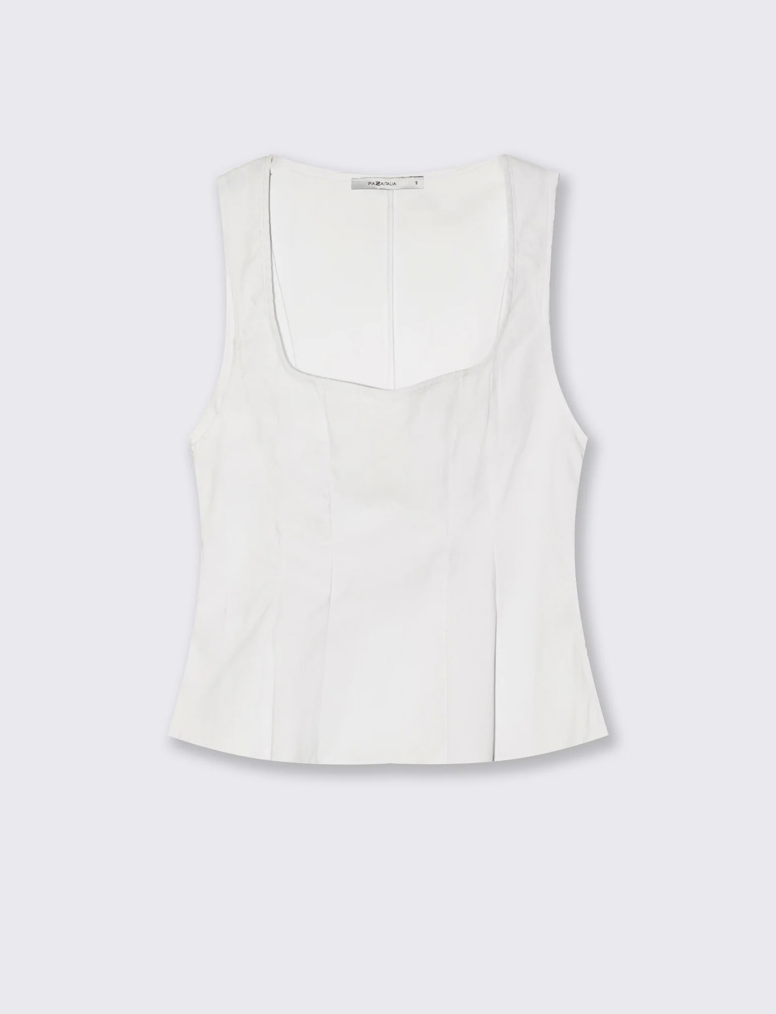 Top con scollo quadrato e zip - Bianco - Image 4