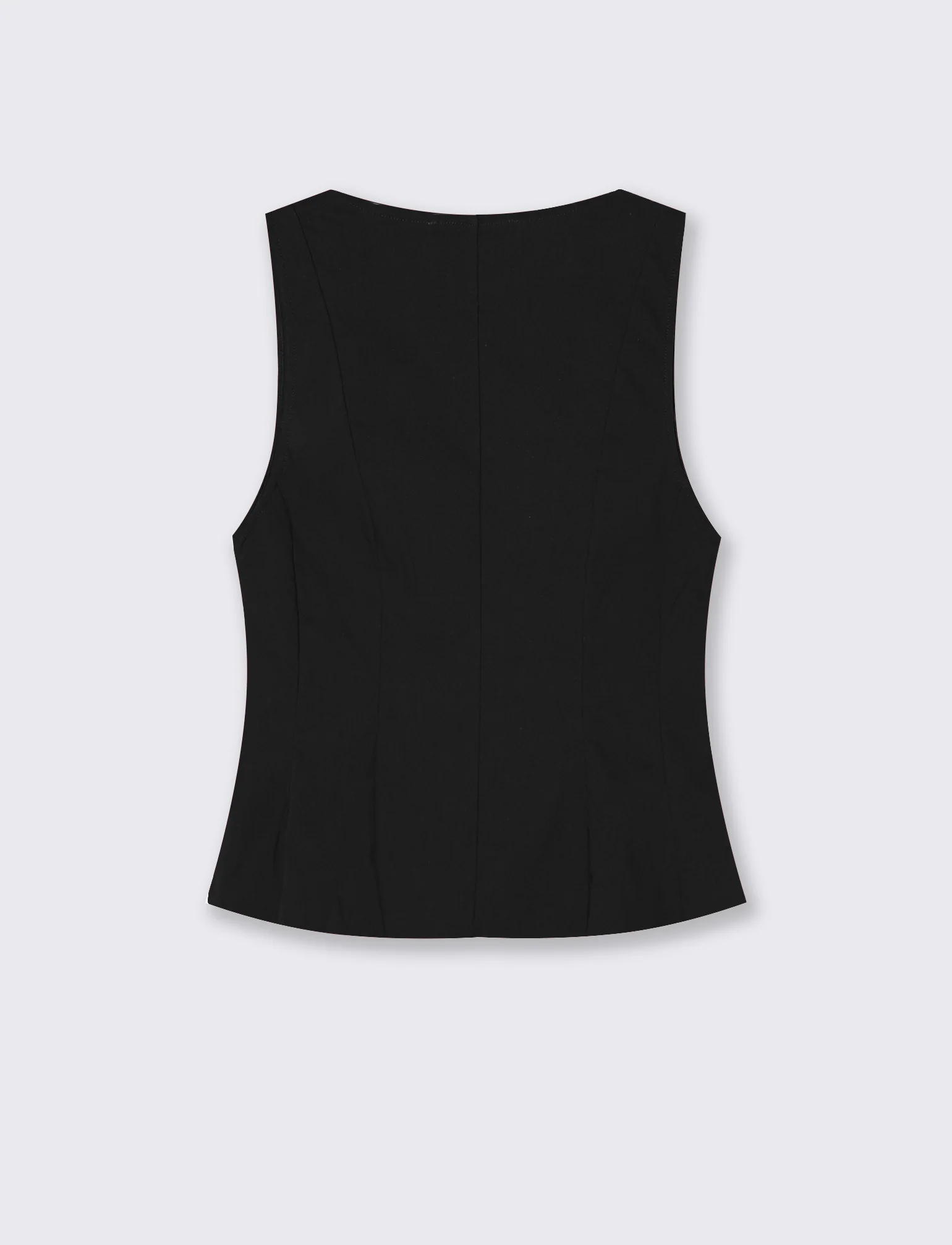 Top con scollo quadrato e zip - Nero - Image 2