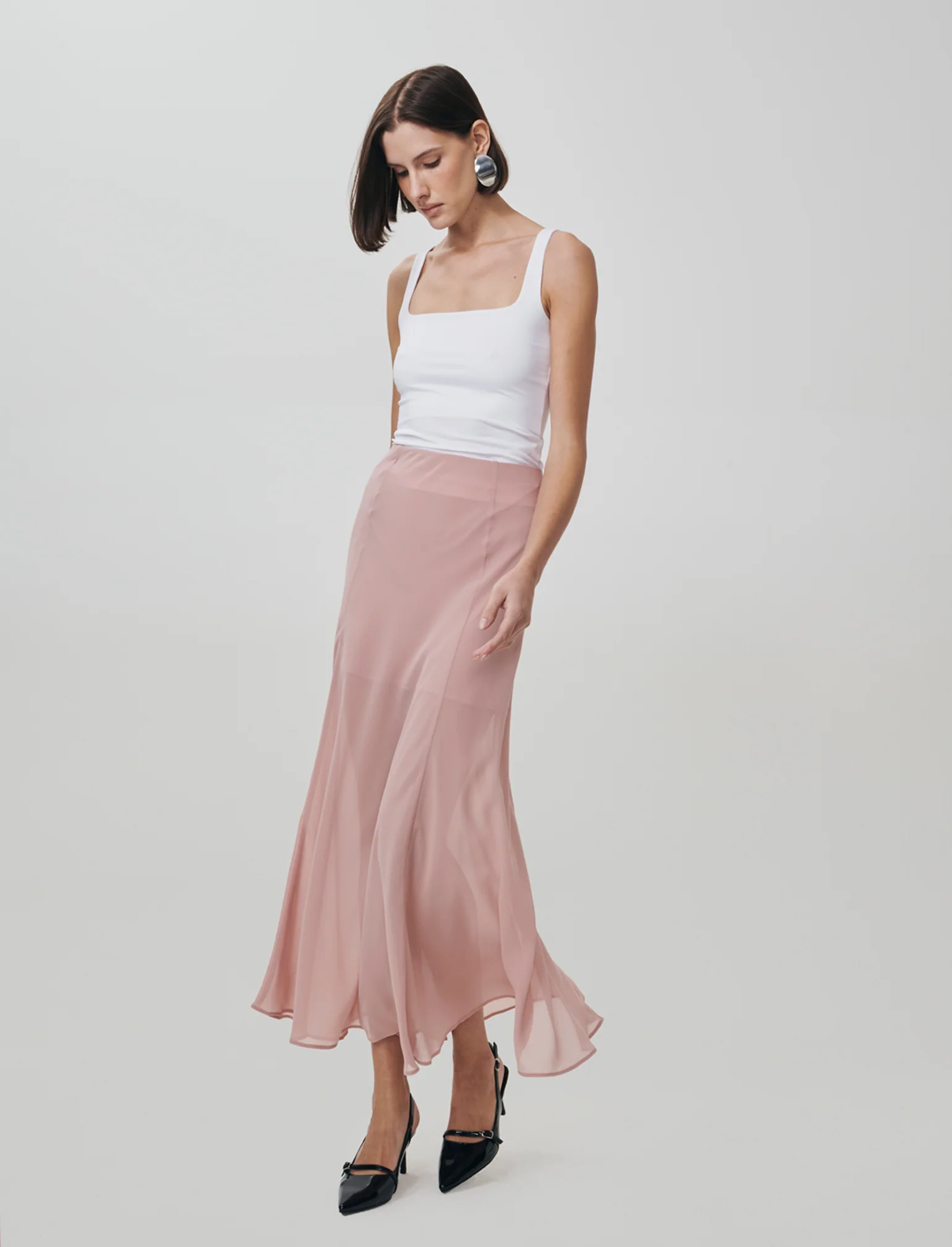 Top con spallina larga e scollo V cut-out - Bianco latte - Image 2