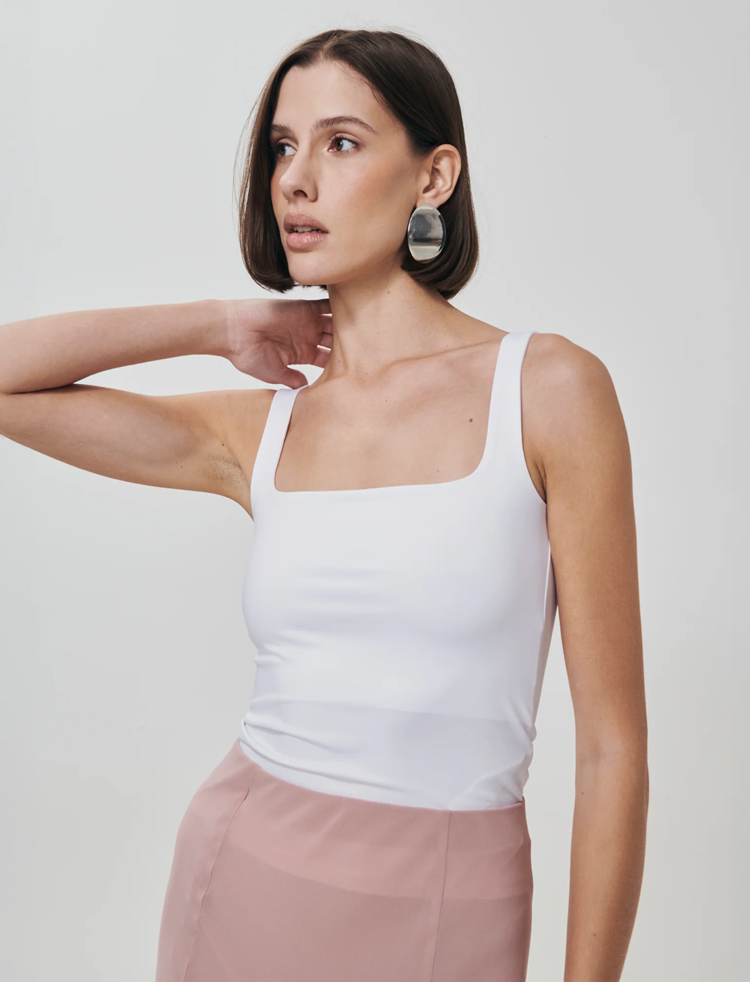 Top con spallina larga e scollo V cut-out - Bianco latte - Image 3