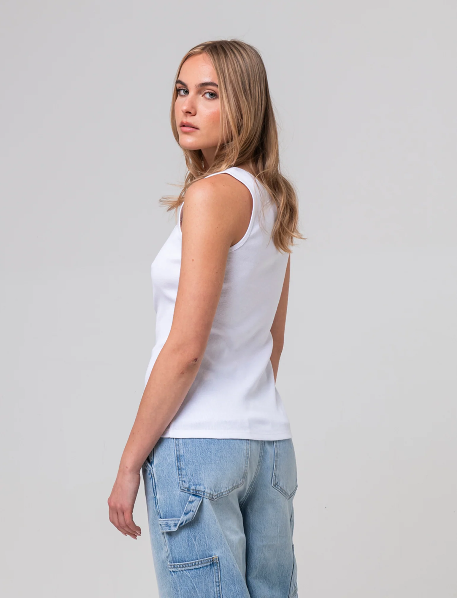 Top con zip da donna - Bianco