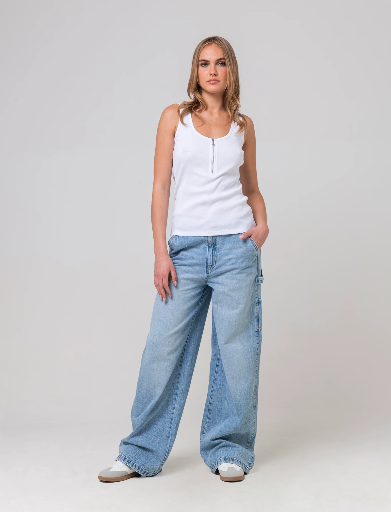 Top con zip da donna - Bianco - Image 2