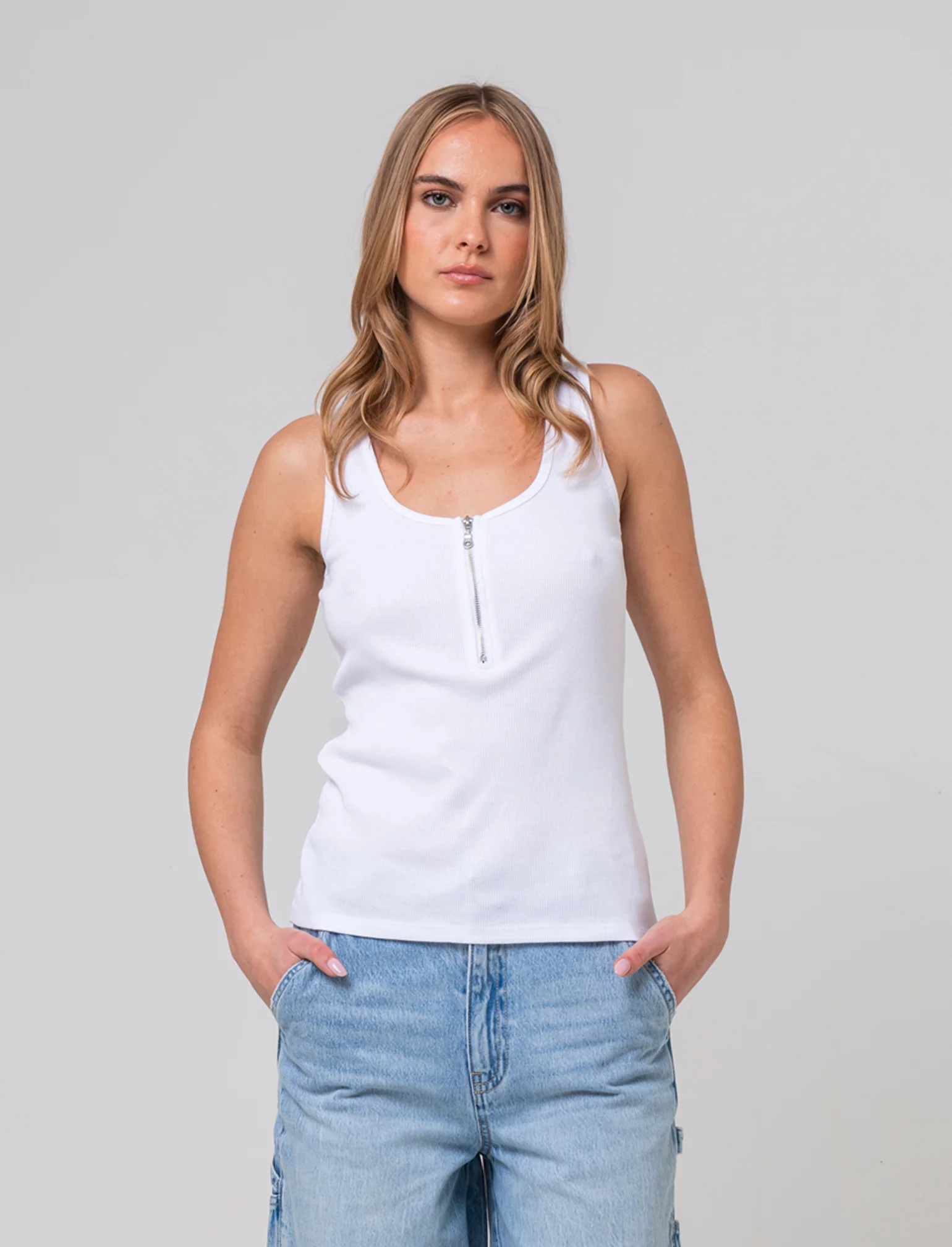 Top con zip da donna - Bianco - Image 3