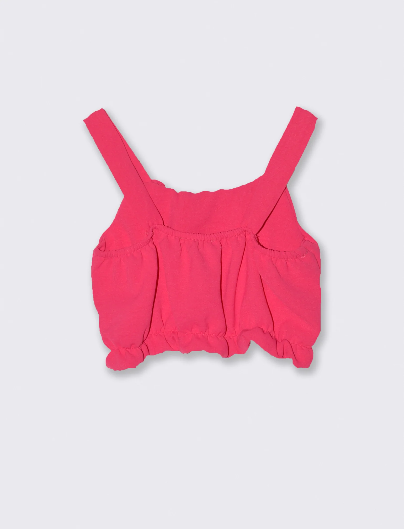 Top corto con balza in tessuto leggero. - Fuxia - Image 2