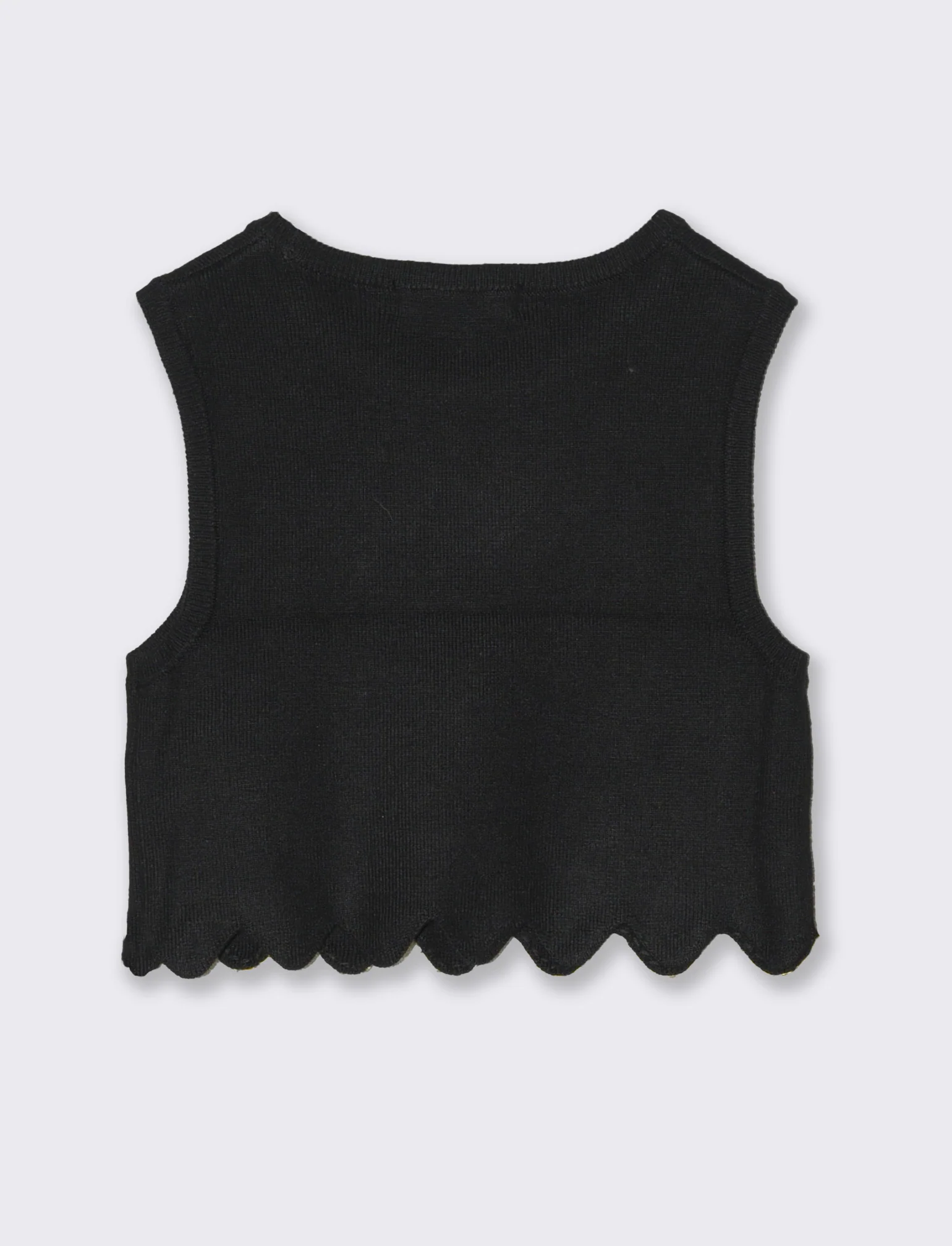 Top corto in costina da bambina - Nero - Image 5