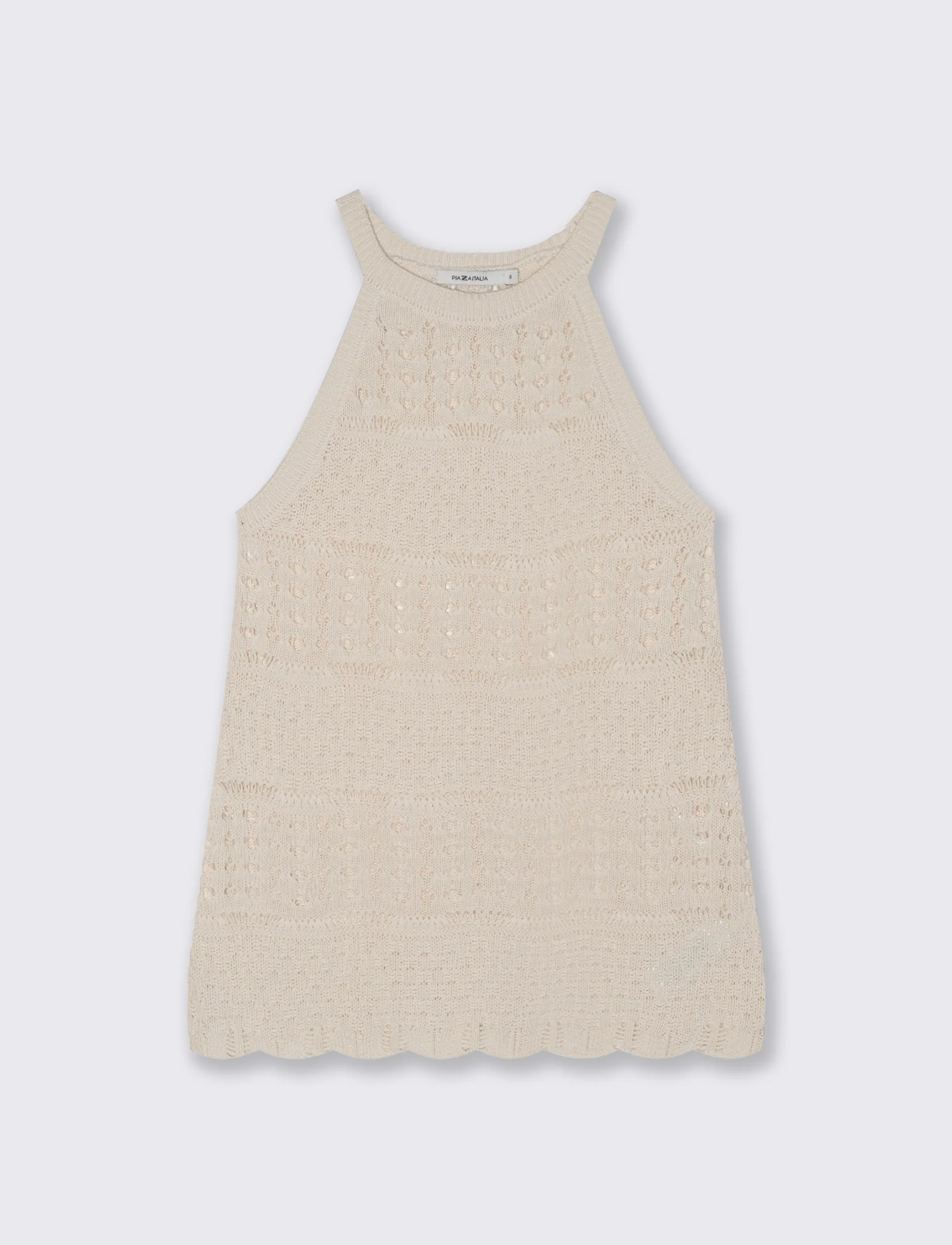 Top Crochet con Fondo a Onde Elegante - Avorio - Image 2