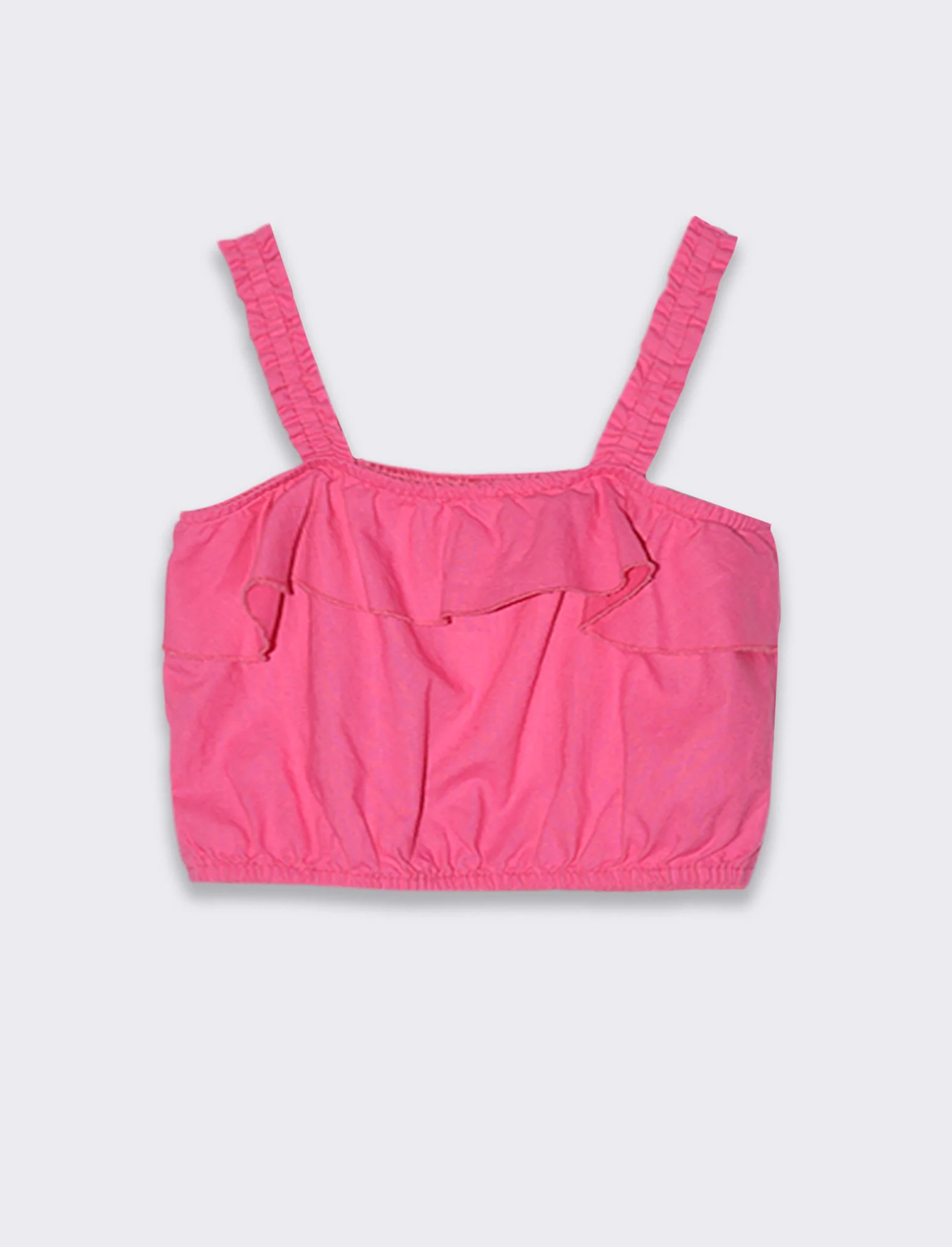Top cropped in misto lino da bambina - Fuxia - Image 2