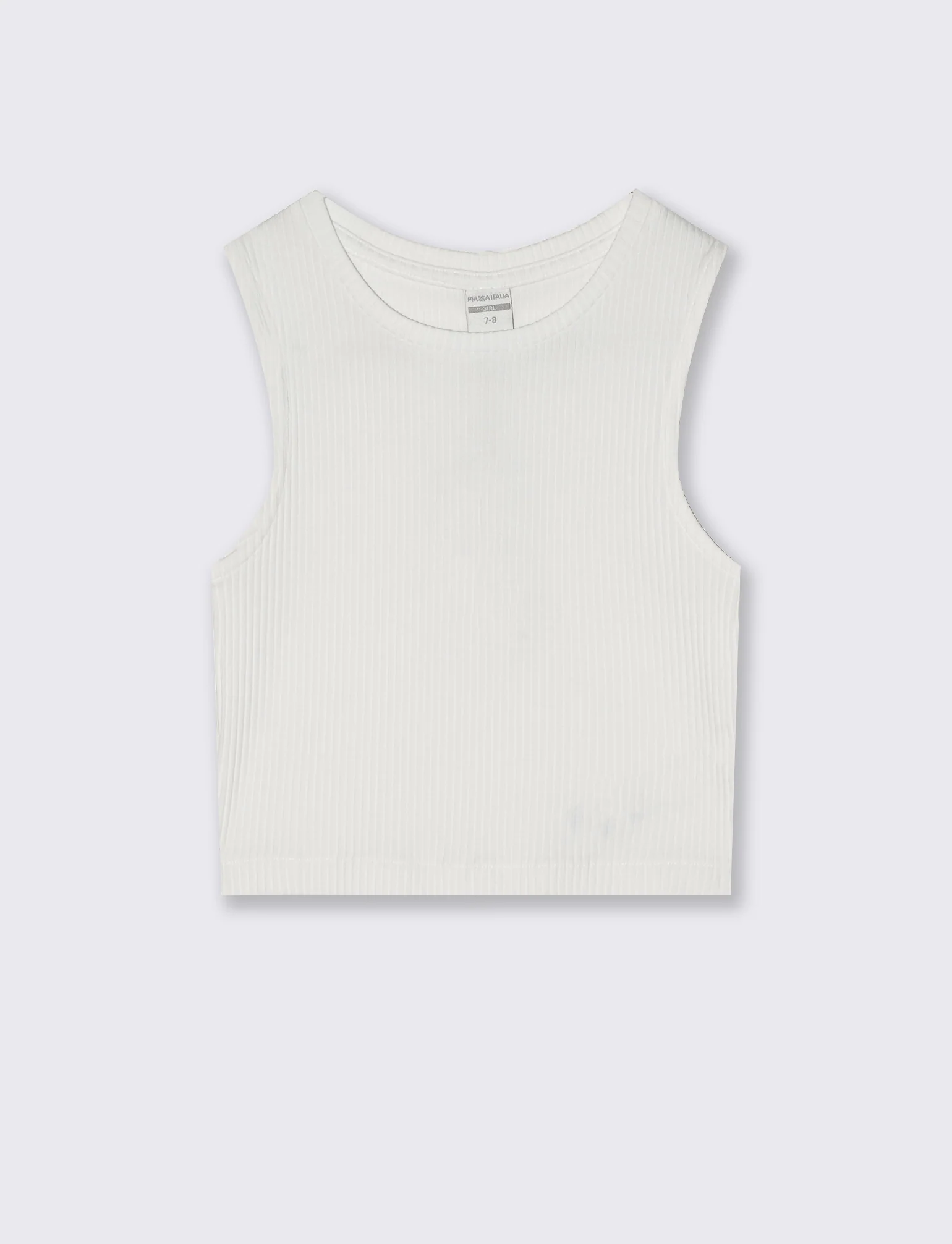 Top cropped in tessuto elastico girocollo - Bianco