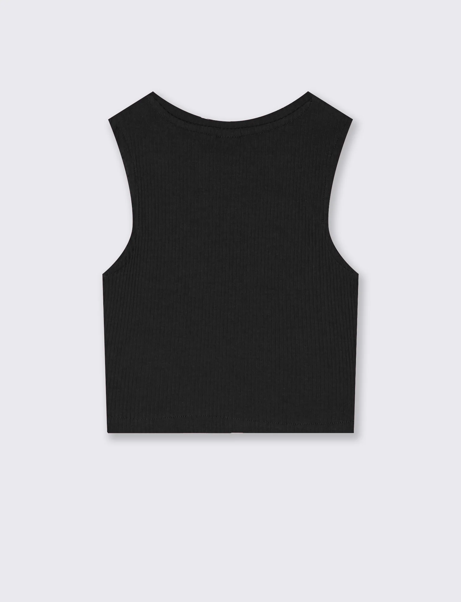 Top cropped in tessuto elastico girocollo - Nero - Image 2