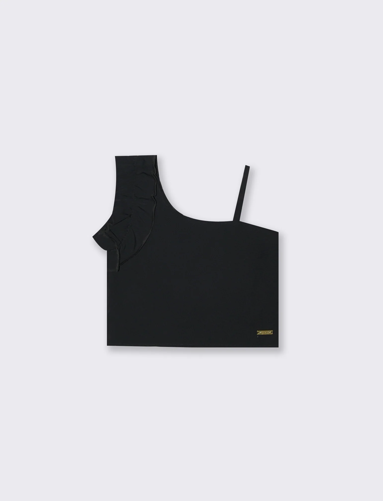 Top cropped monospalla elegante con rouches - Nero