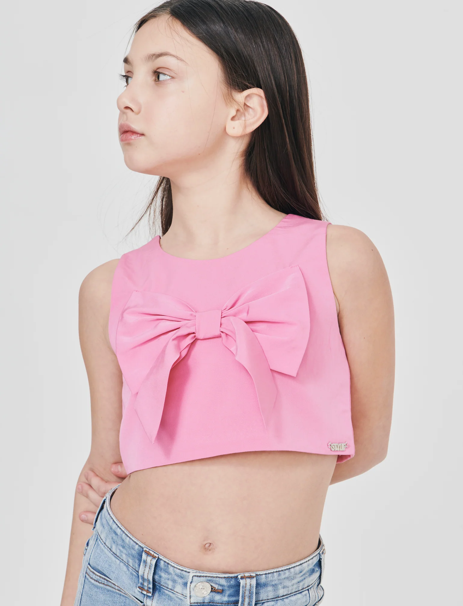 Top elegante in cotone con fiocco decorativo - Rosa - Image 3