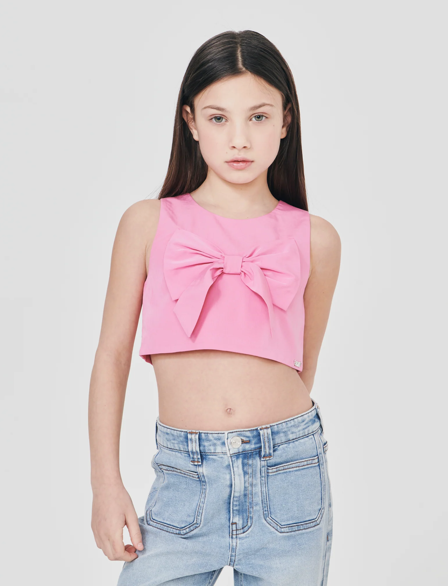 Top elegante in cotone con fiocco decorativo - Rosa - Image 4
