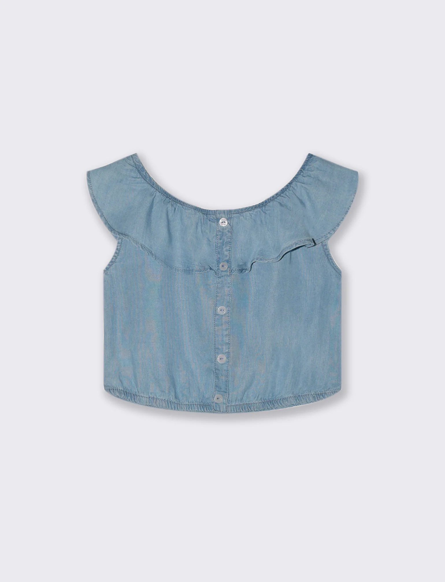 Top in chambry da bambina - Denim - Image 4