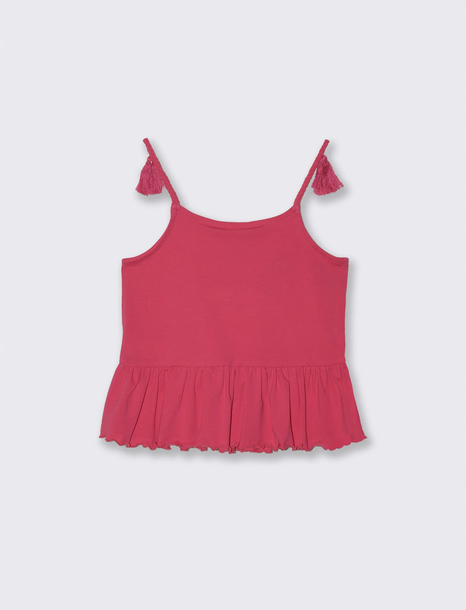 Top in cotone con bretelle e patch 3D - Fuxia - Image 2