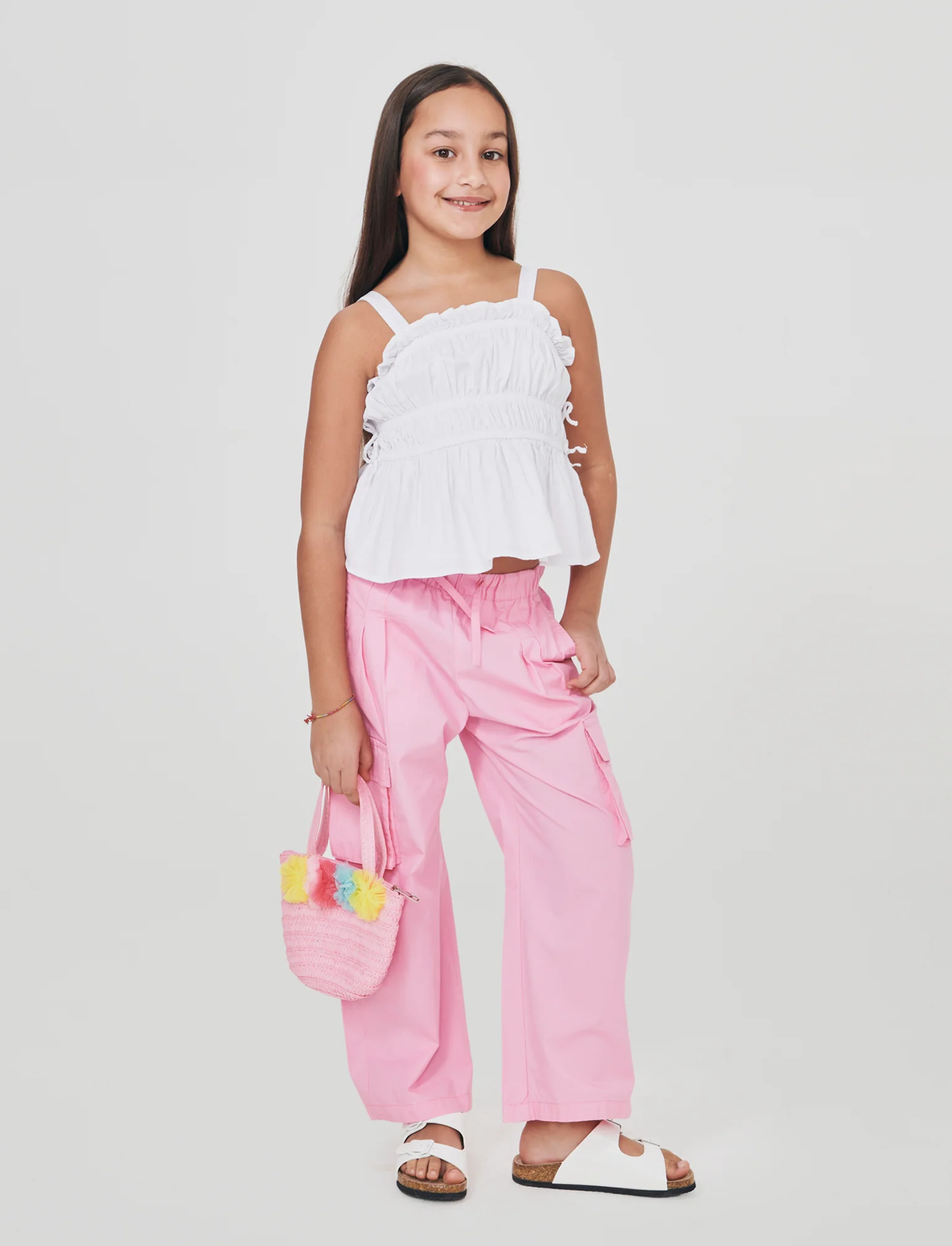 Top in cotone con fiocchi laterali - Bianco