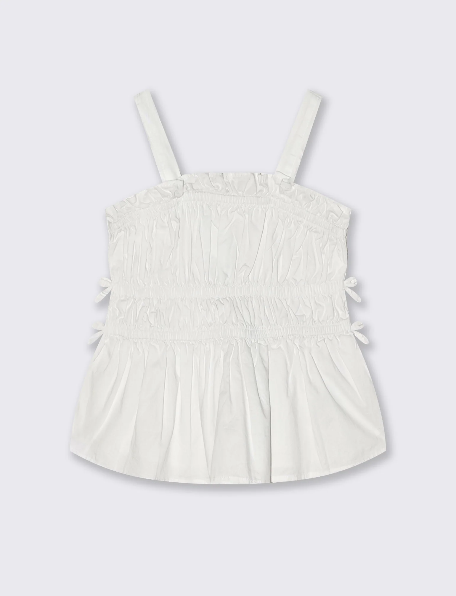 Top in cotone con fiocchi laterali - Bianco - Image 2