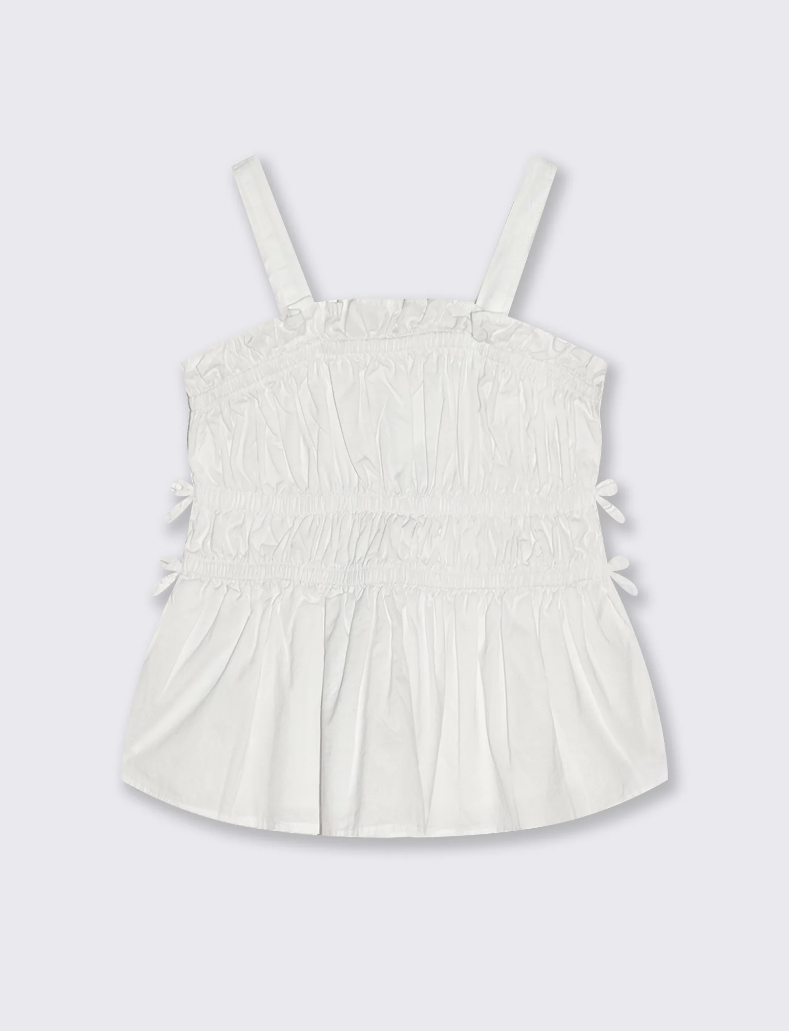 Top in cotone con fiocchi laterali - Bianco - Image 4