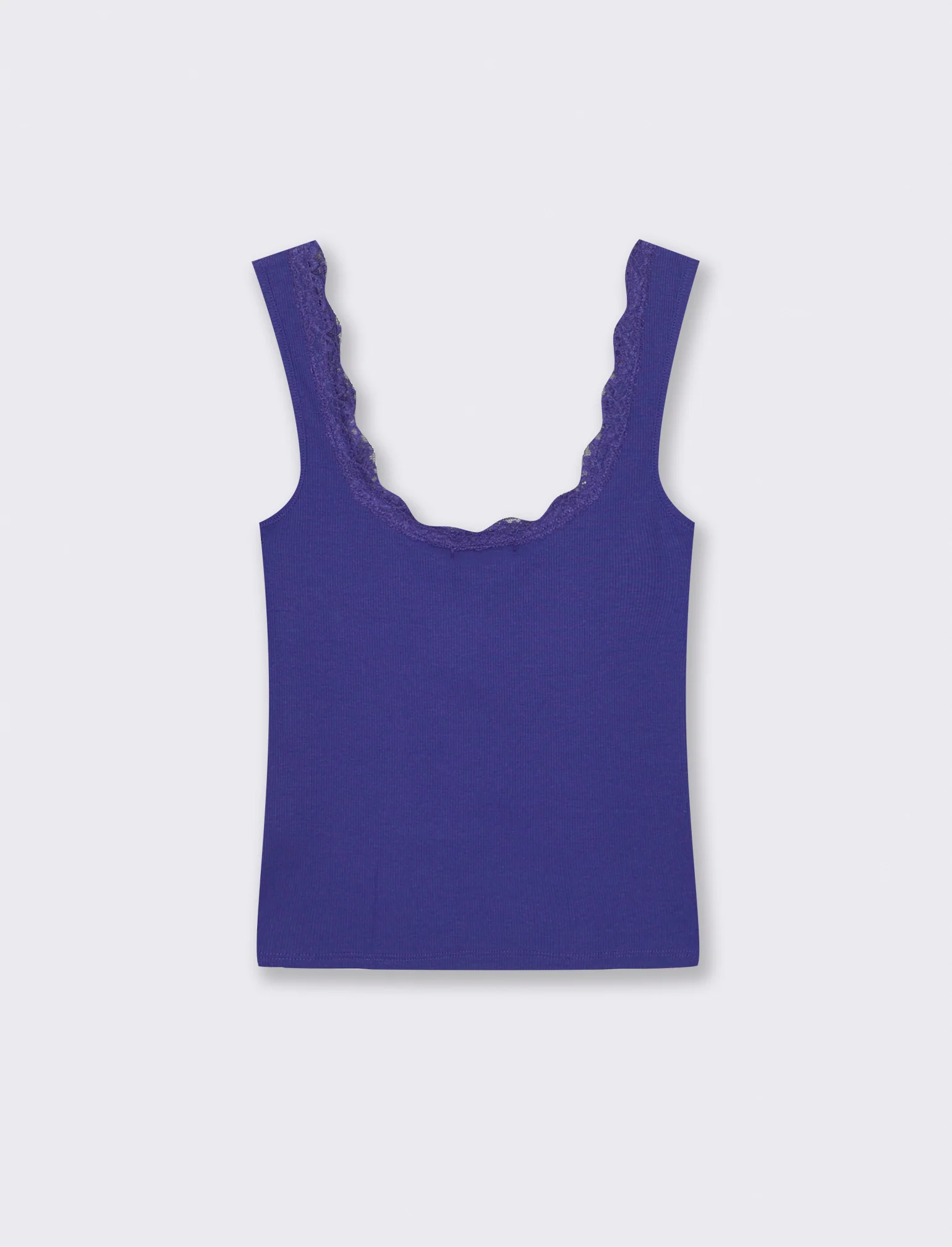 Top in cotone con scollo madonna e fiocco - Blu cobalto - Image 2