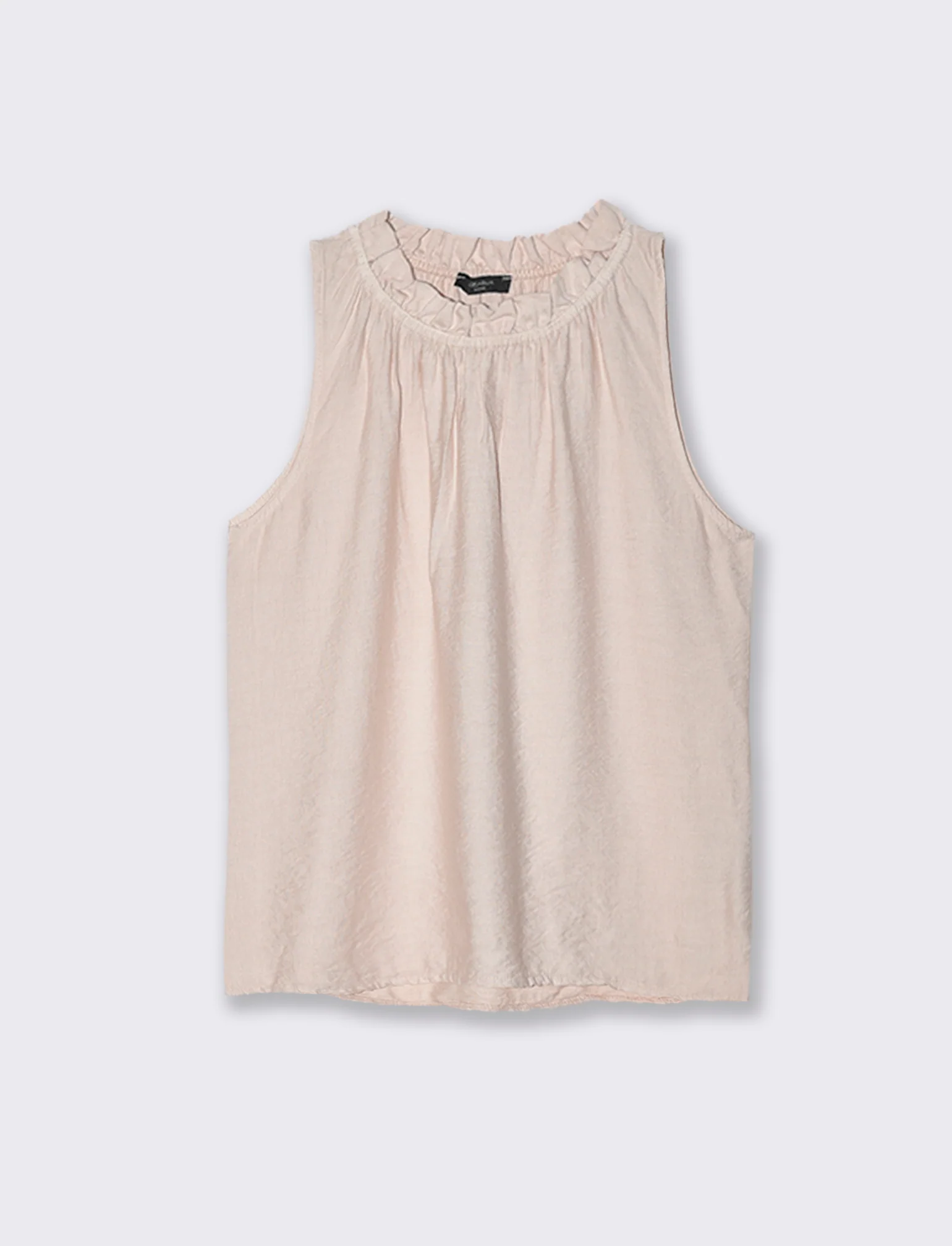 Top in cotone lavato con arriccio sul collo - Rosa - Image 3
