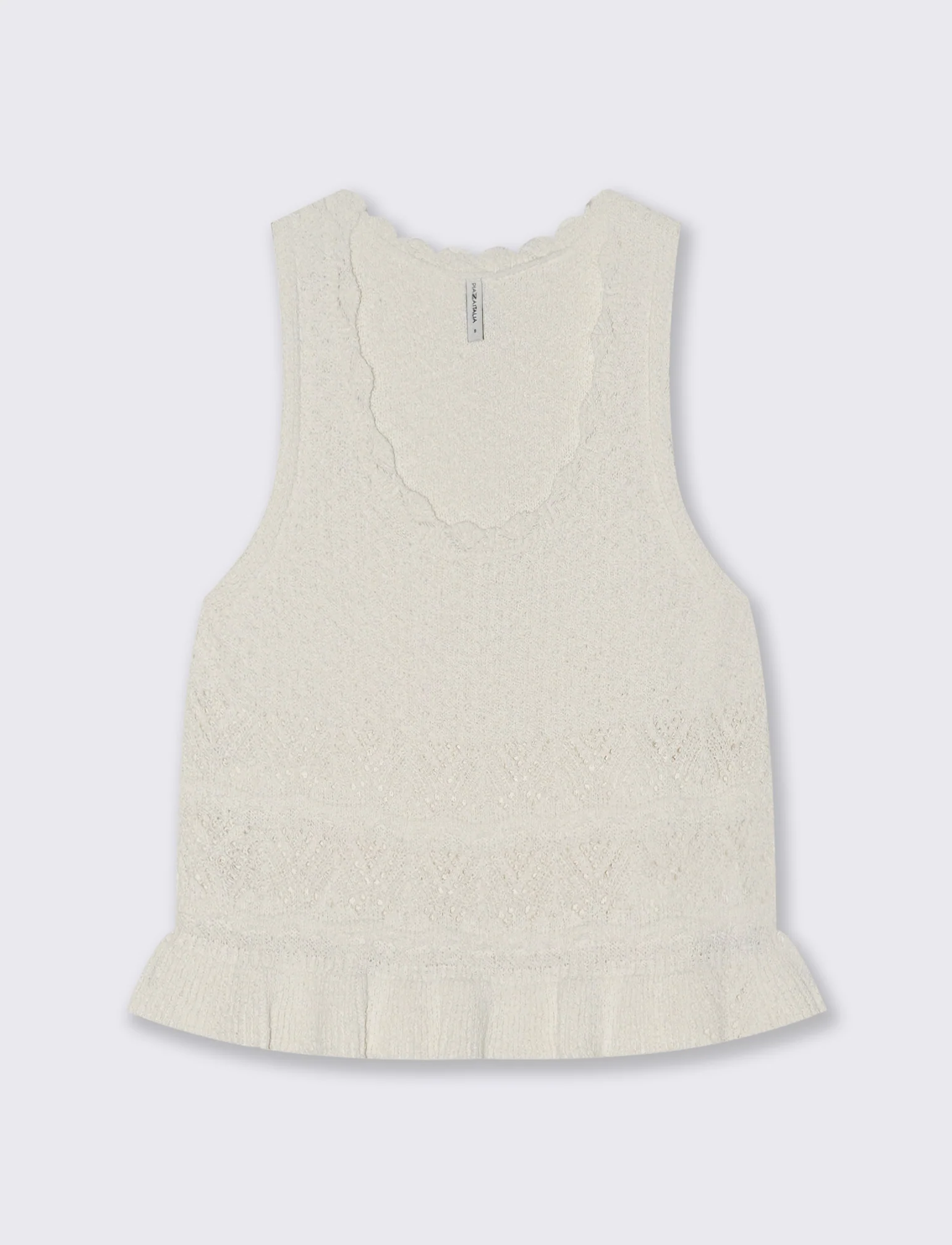 Top in Crochet con Fondo Effetto Balza - Bianco - Image 2