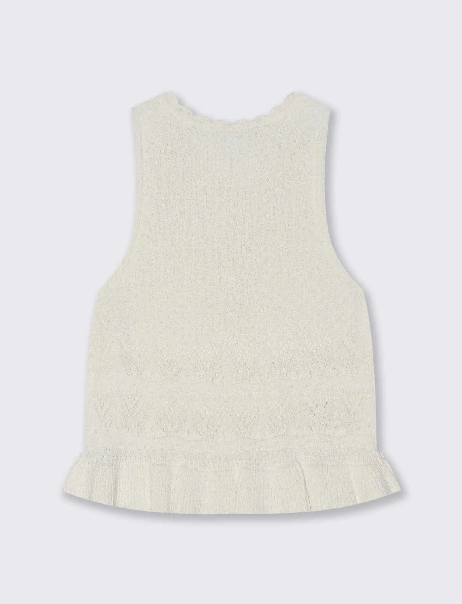 Top in Crochet con Fondo Effetto Balza - Bianco - Image 4