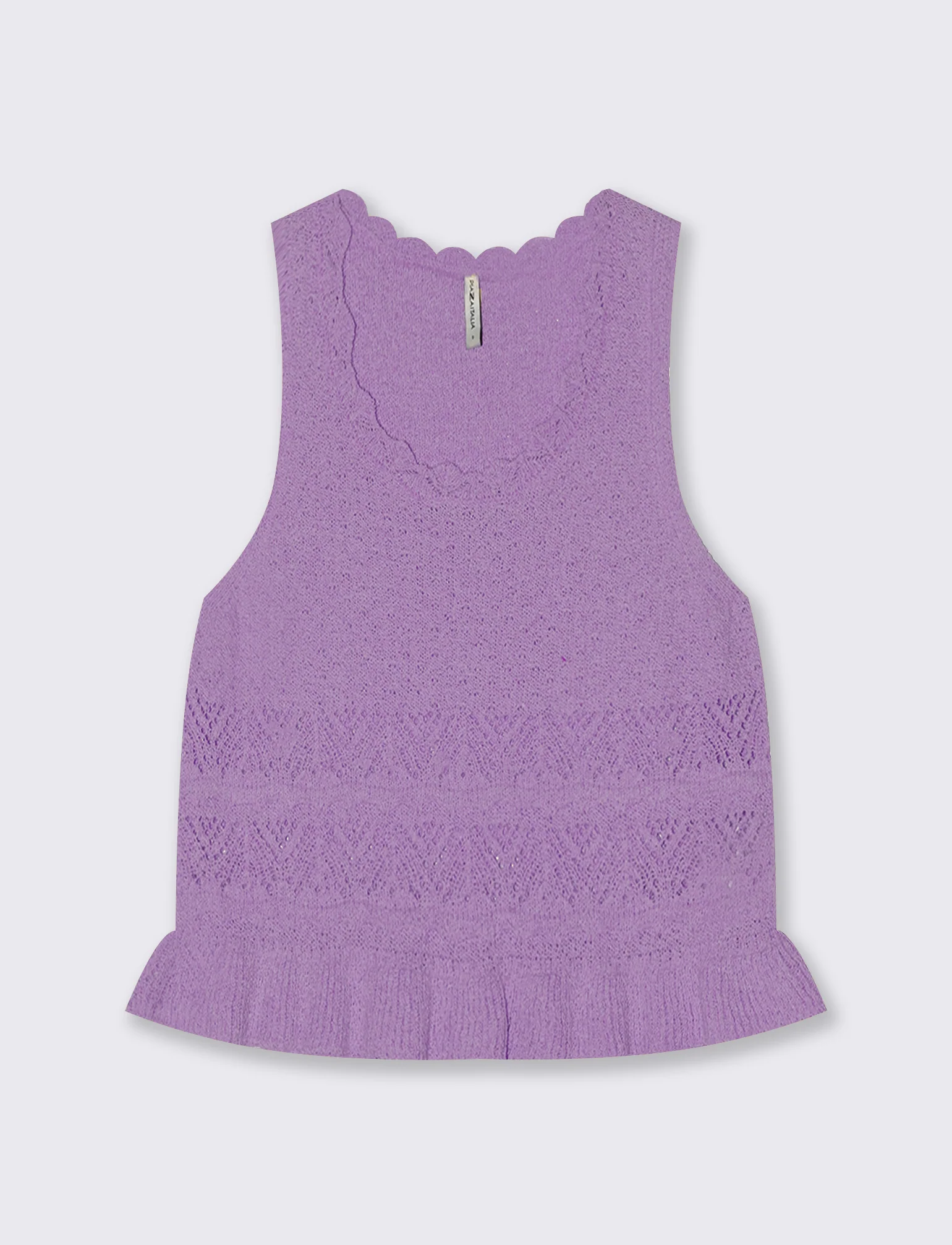 Top in Crochet con Fondo Effetto Balza - Viola malva - Image 4