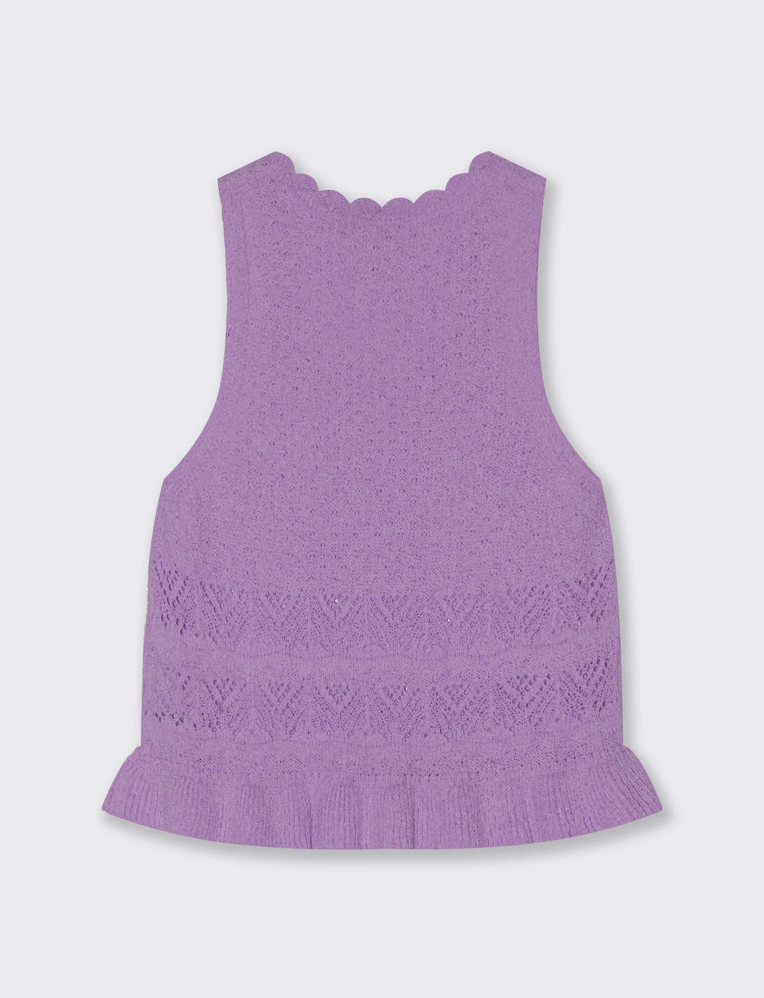 Top in Crochet con Fondo Effetto Balza - Viola malva - Image 5