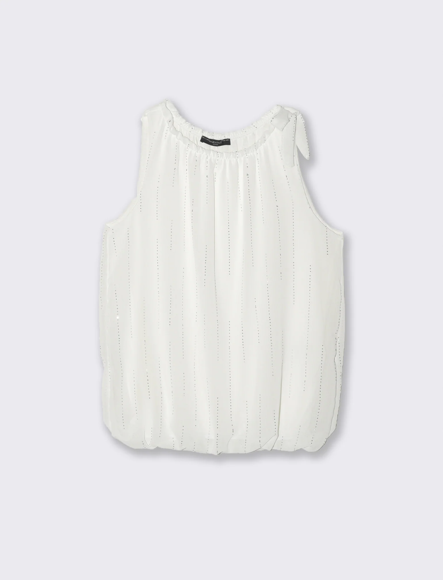 Top in fantasia con tessuto leggero - Bianco