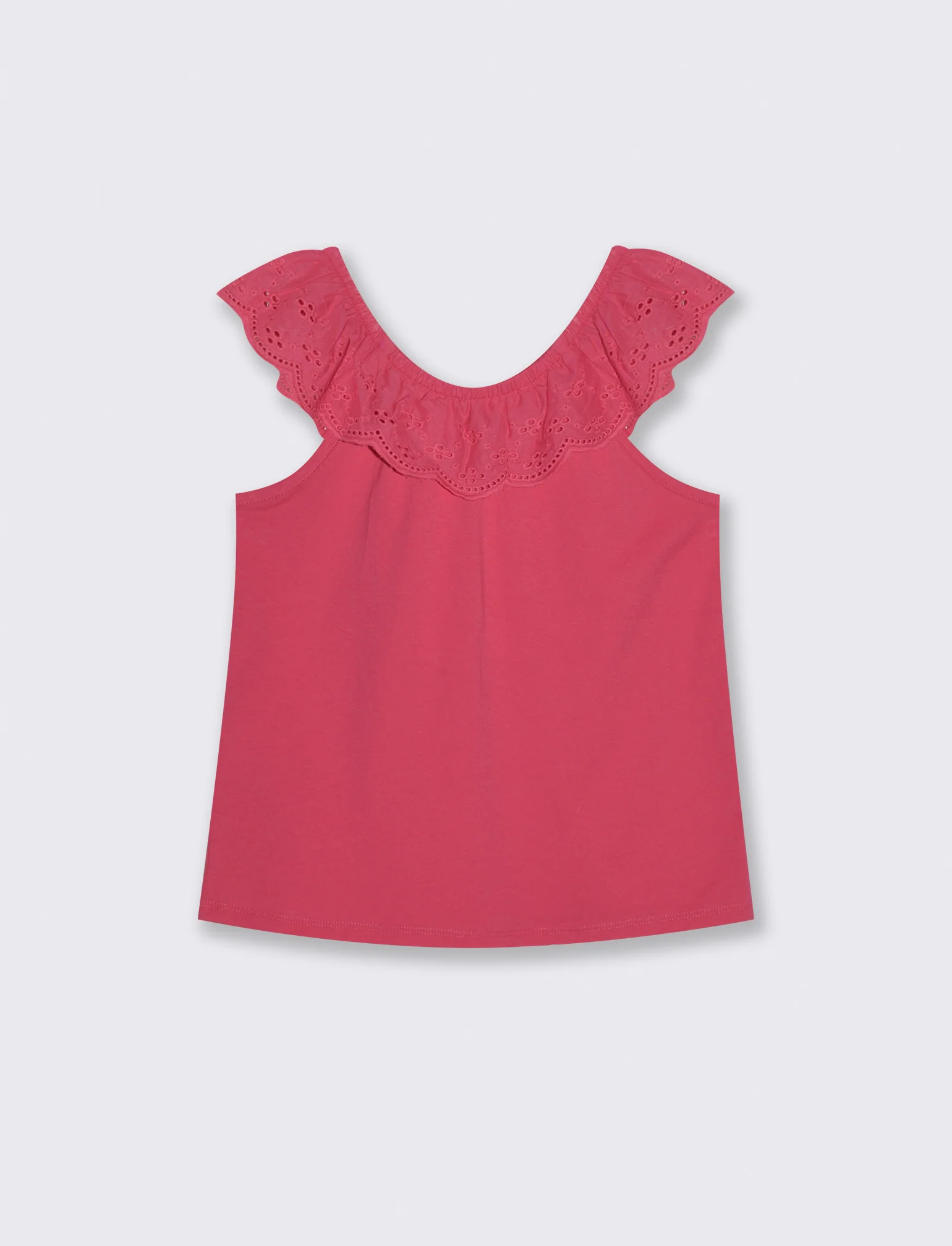 Top in jersey con rouches ricamate - Fuxia