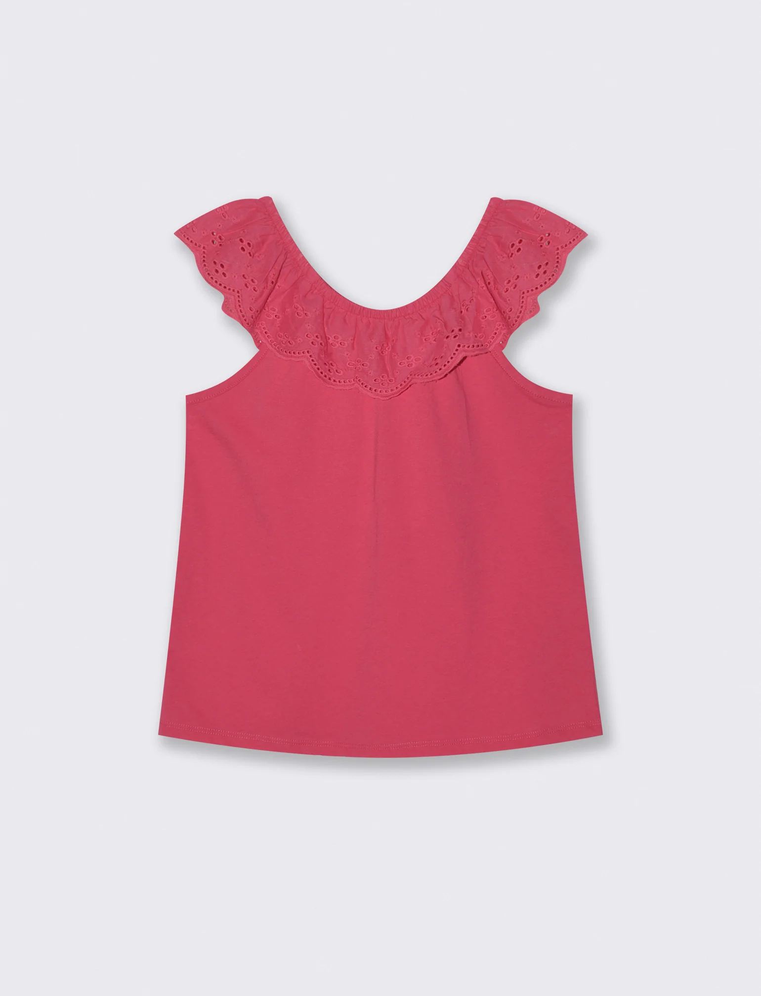 Top in jersey con rouches ricamate - Fuxia - Image 2