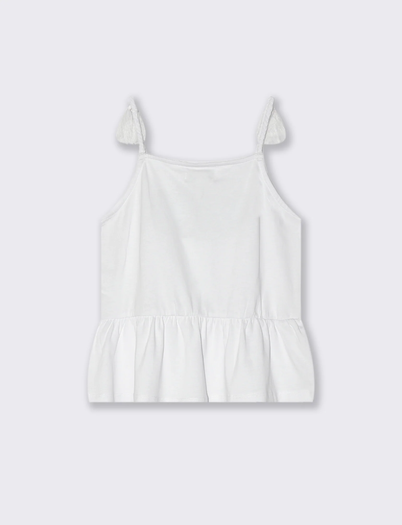 Top in jersey con stampa e pietre da bambina - Bianco - Image 4