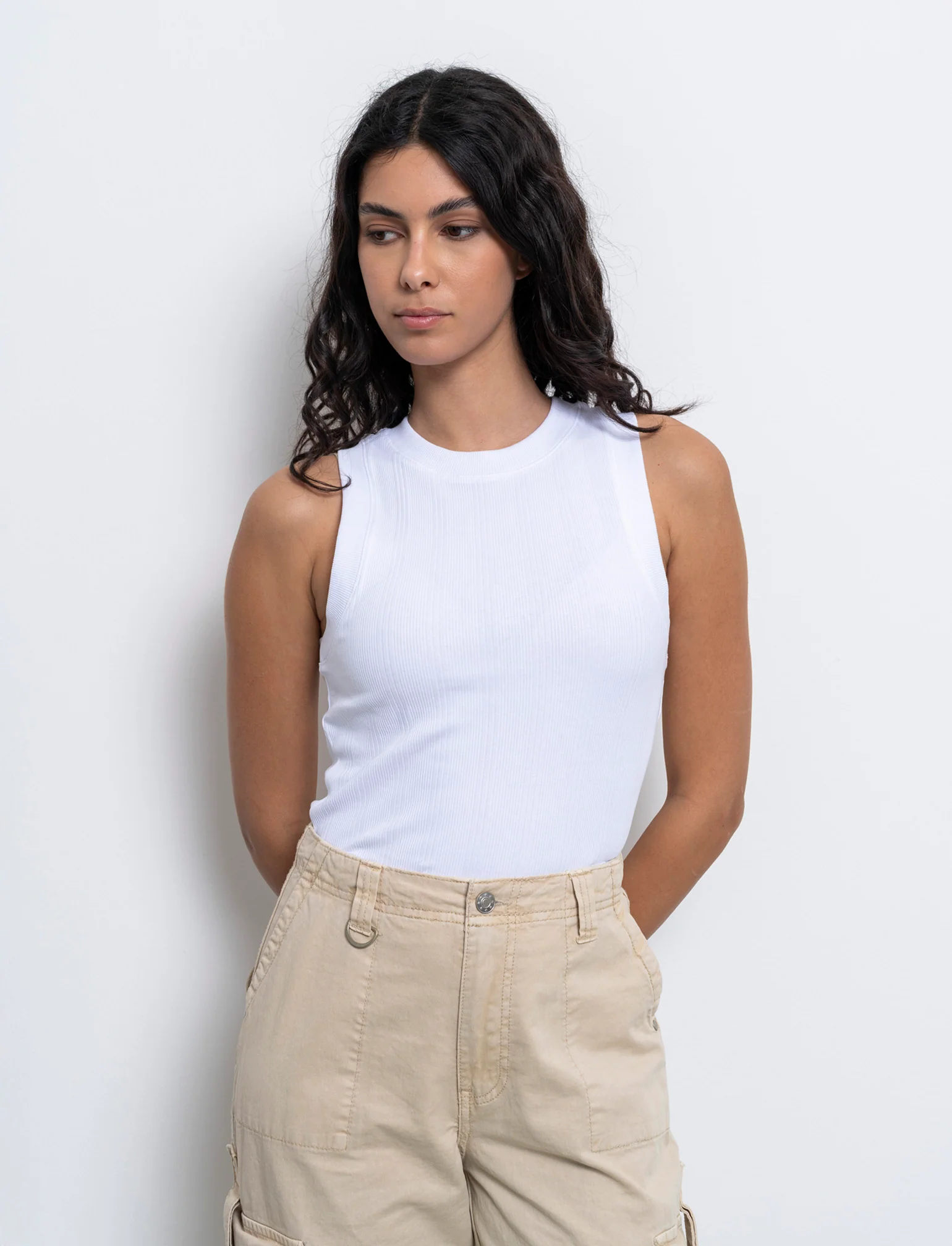 Top in maglia da donna - Bianco