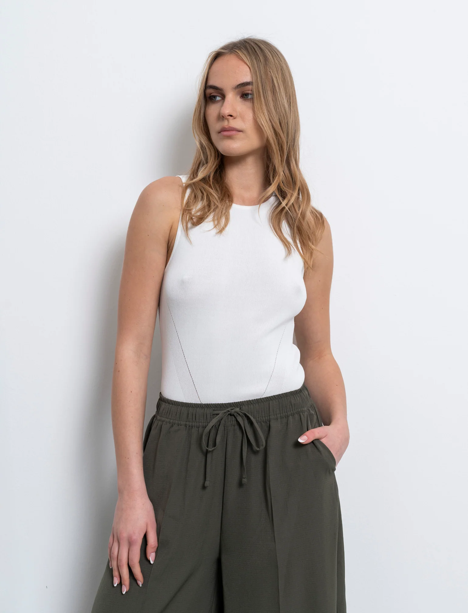 Top in maglia da donna - Bianco latte - Image 3