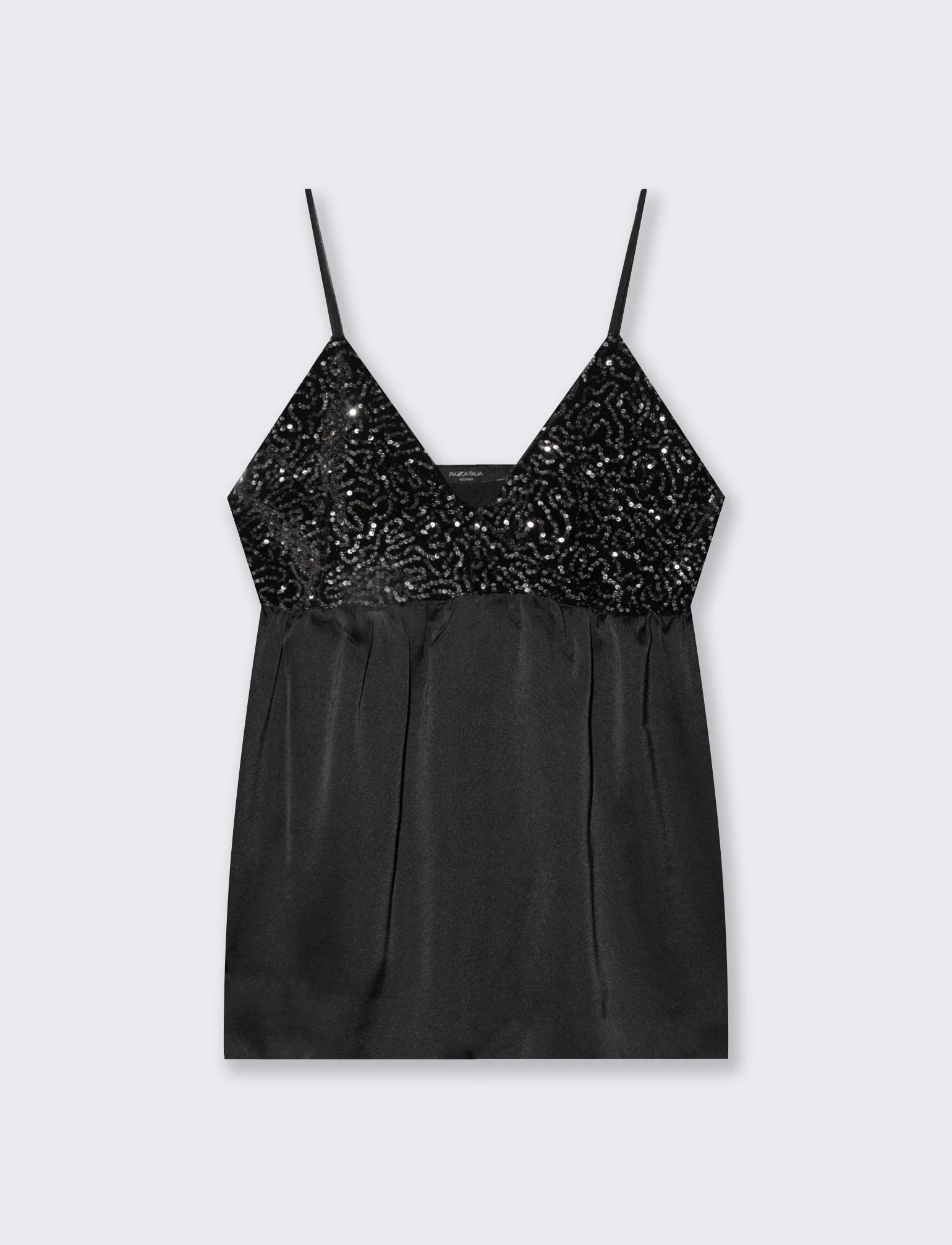 Top in paillettes e georgette - Argento - Image 4