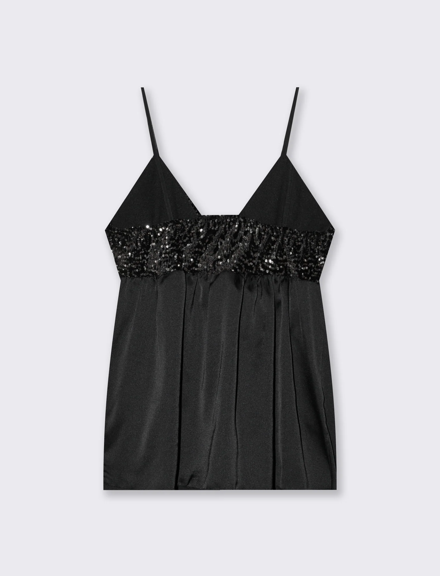 Top in paillettes e georgette - Argento - Image 5