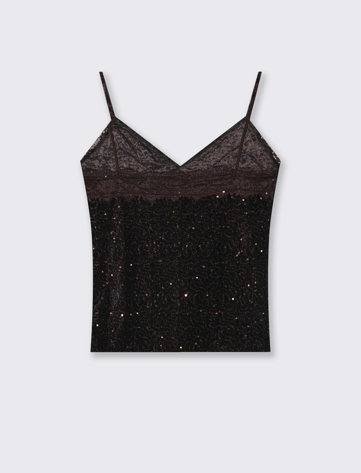 Top in paillettes e pizzo - Moro - Image 2