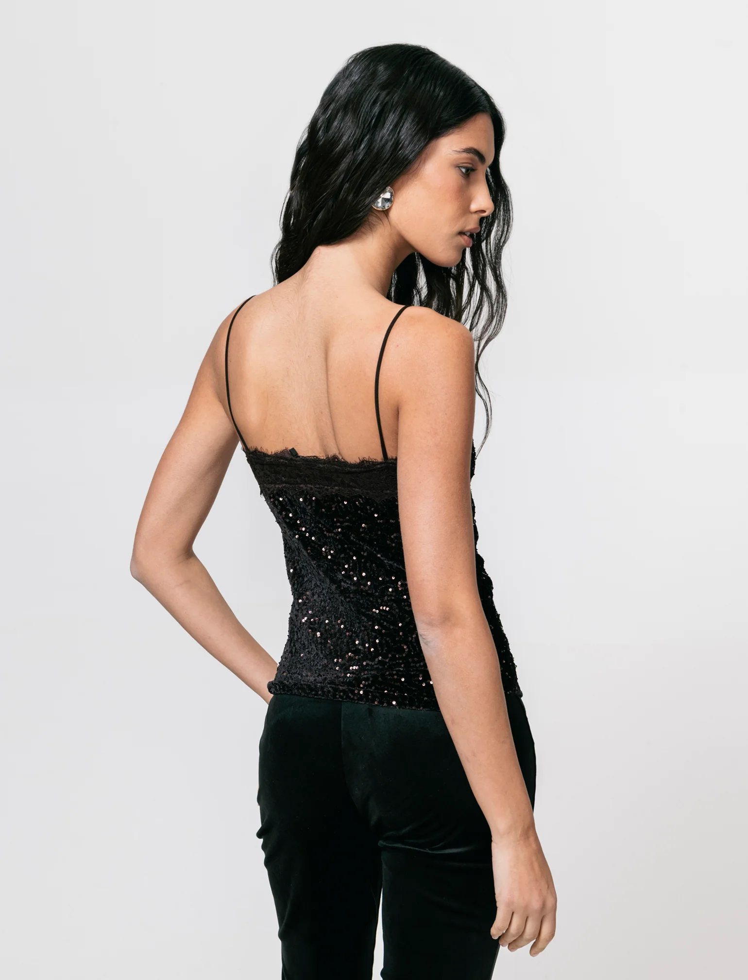 Top in paillettes e pizzo - Moro - Image 4