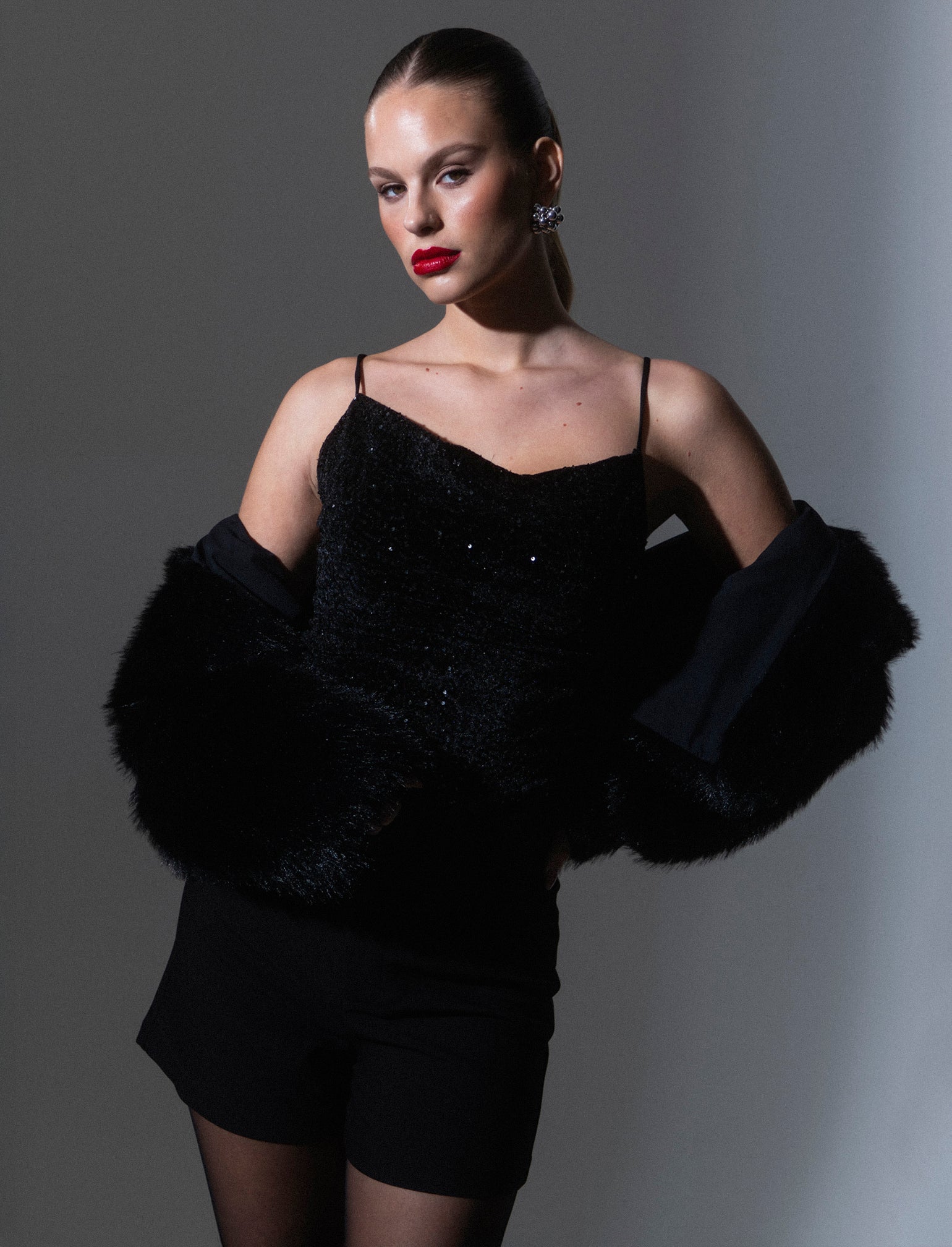 Top in paillettes - Nero - Image 3