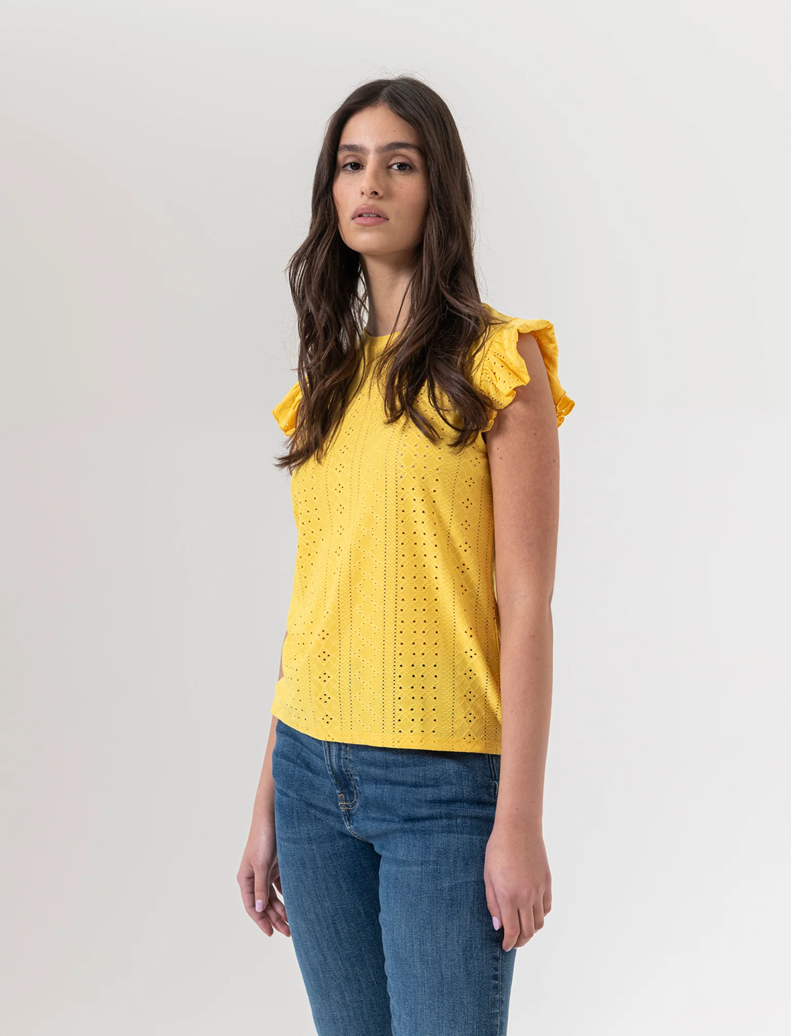 Top in pizzo da donna - Giallo limone - Image 3