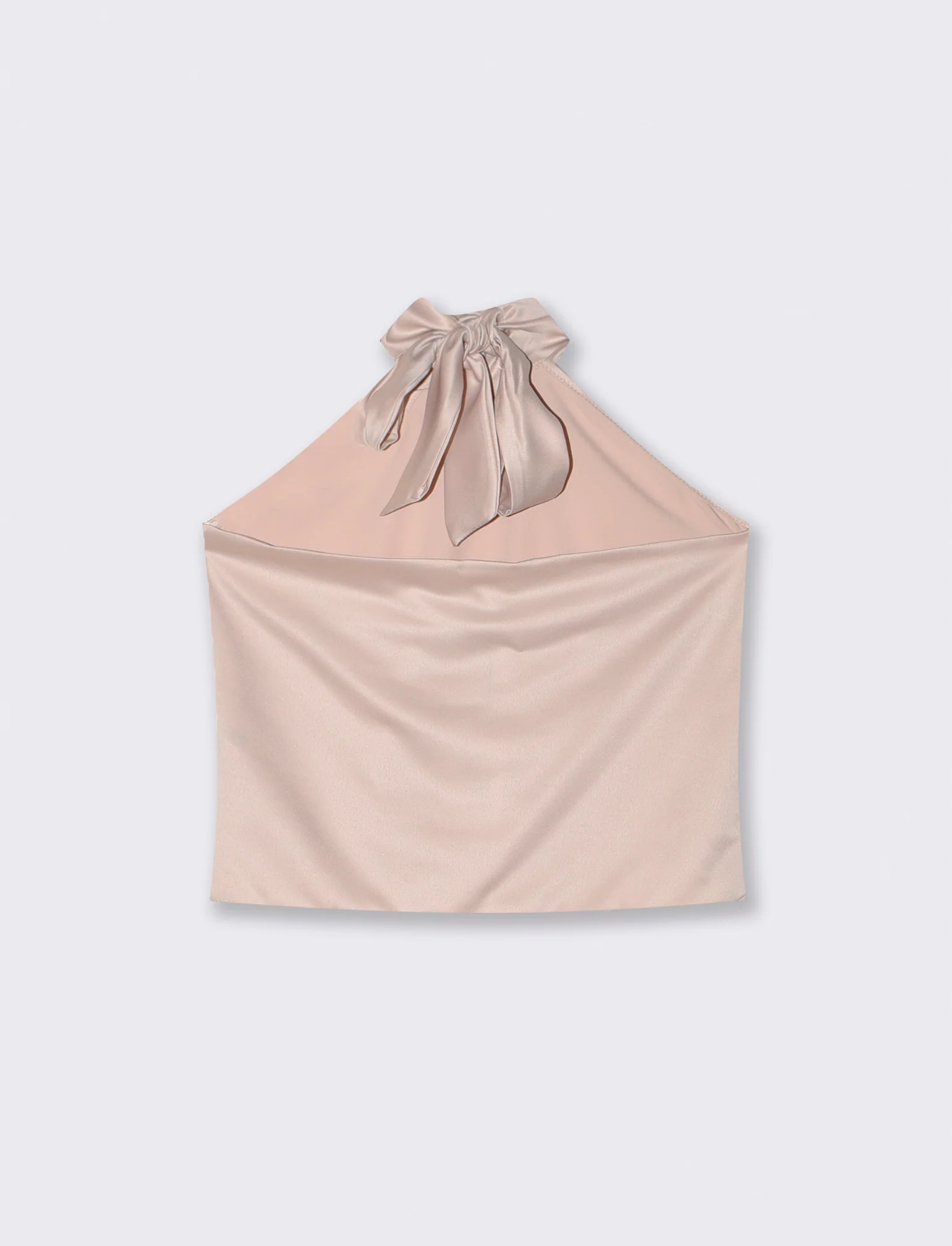 Top in raso scollato all'americana - Beige champagne - Image 2