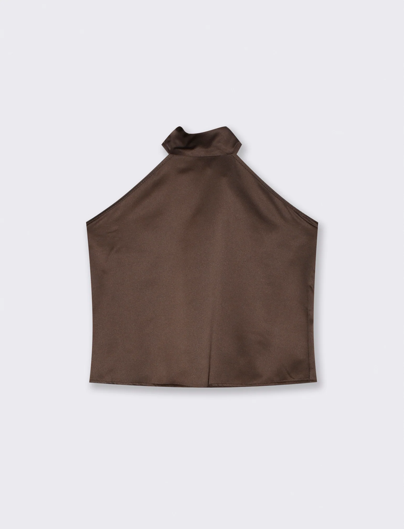 Top in raso scollato all'americana - Moro
