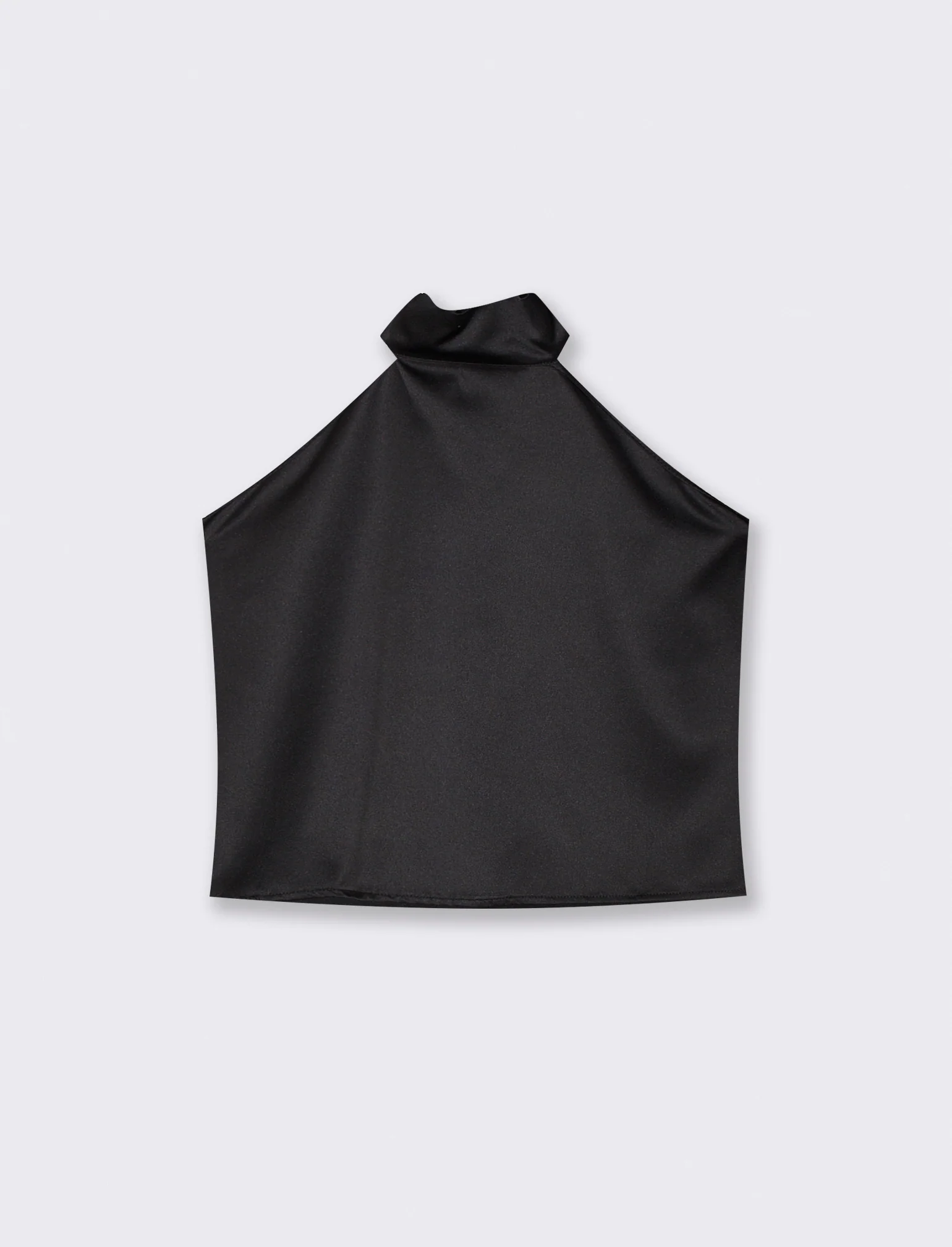 Top in raso scollato all'americana - Nero