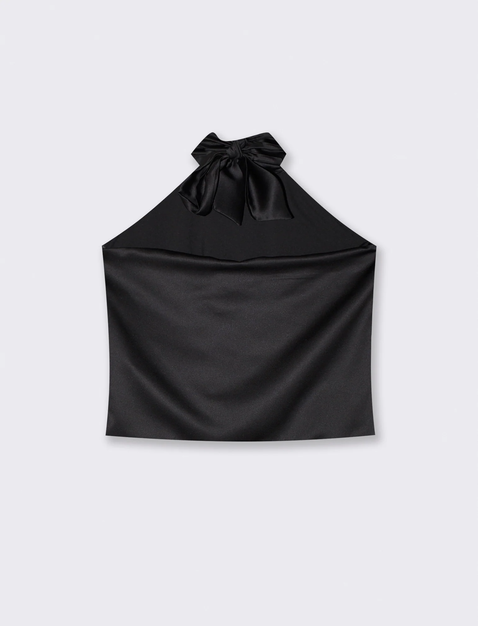 Top in raso scollato all'americana - Nero - Image 2